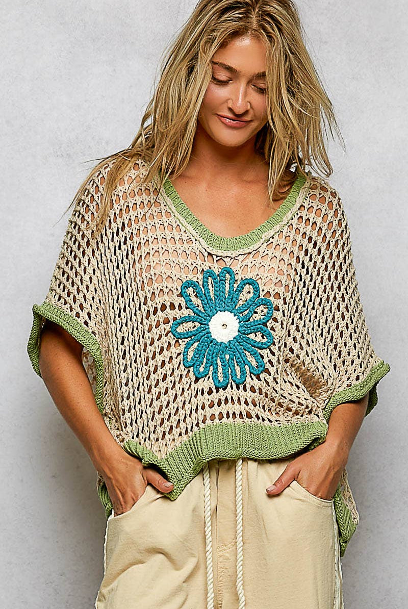 POL Clothing Round Neck Sleeveless Floral Open Crochet Sweater-Sweater Vest-Pol Clothing-Stuffology - Where Vintage Meets Modern, A Boutique for Real Women in Crosbyton, TX