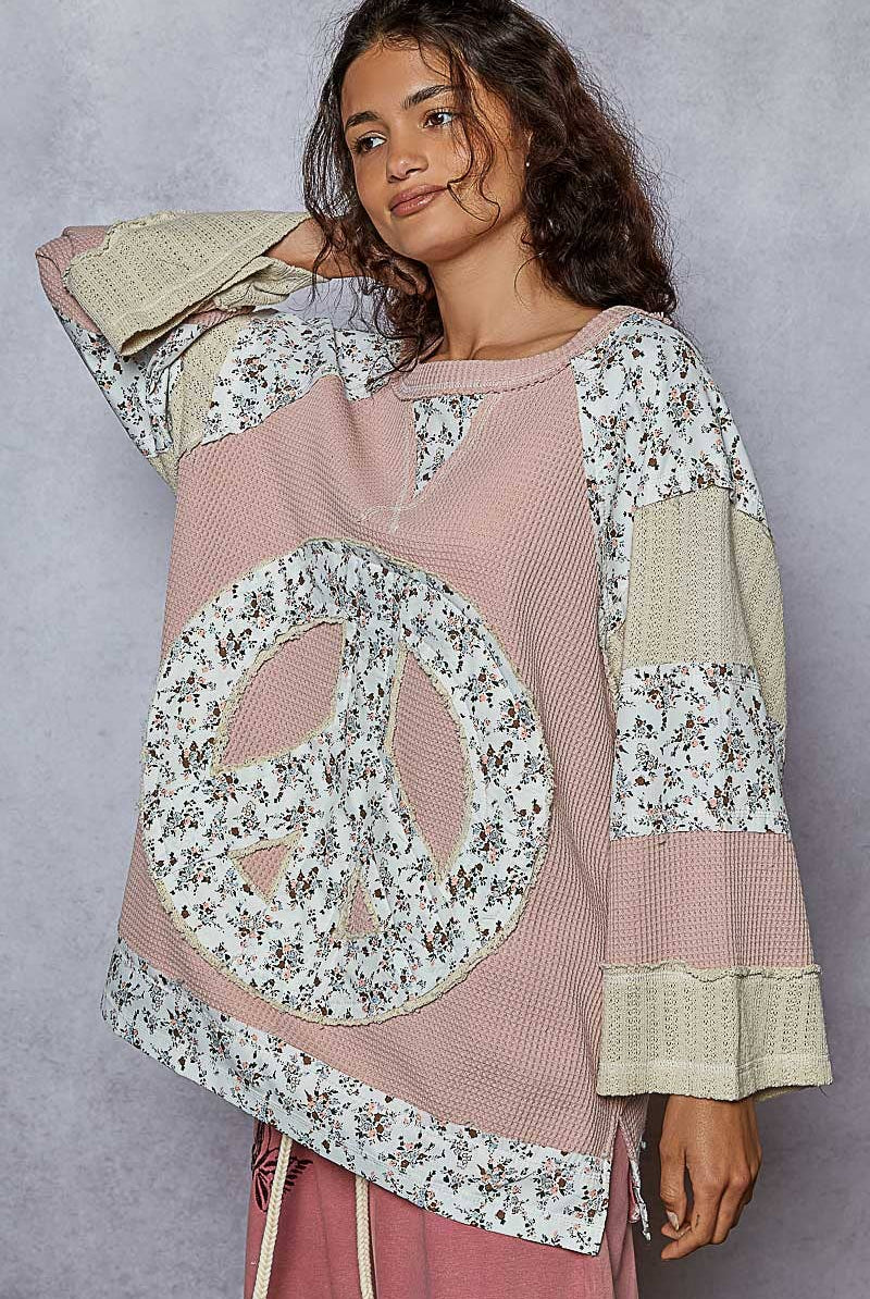 POL Clothing - Peace Sign Top-Pullover Top-Pol Clothing-Stuffology - Where Vintage Meets Modern, A Boutique for Real Women in Crosbyton, TX