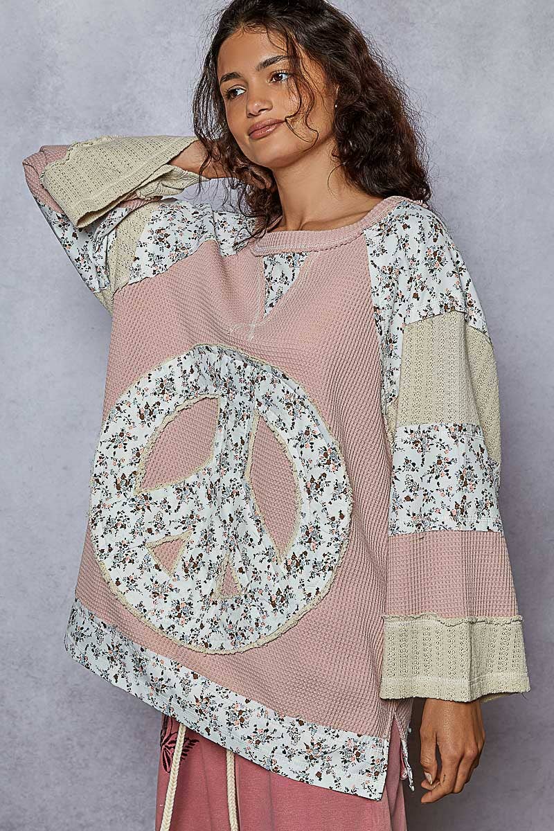POL Clothing - Peace Sign Top-Pullover Top-Pol Clothing-Stuffology - Where Vintage Meets Modern, A Boutique for Real Women in Crosbyton, TX