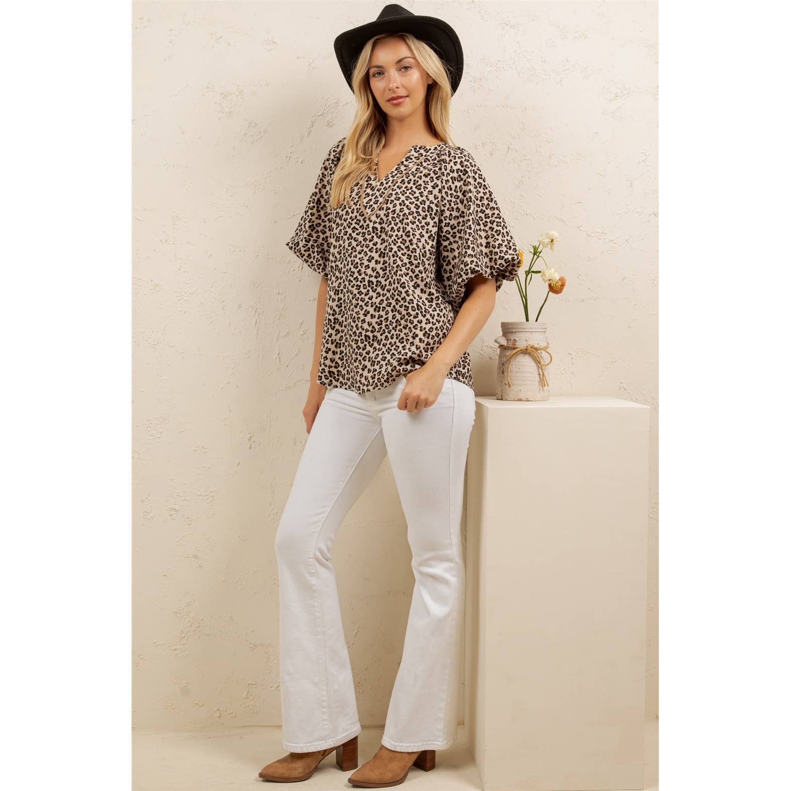 WILD CHARM LEOPARD BLOUSE-Sage + Fig-Stuffology - Where Vintage Meets Modern, A Boutique for Real Women in Crosbyton, TX