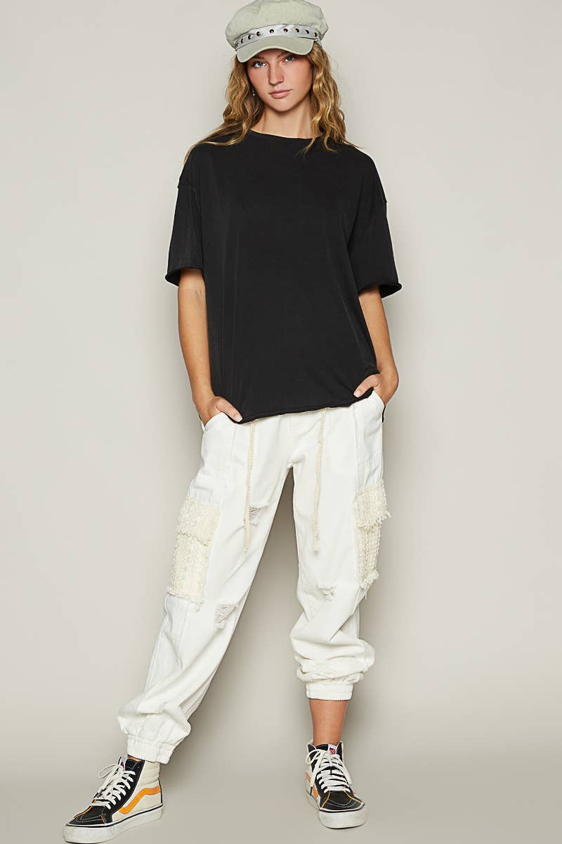 POL Clothing Vintage Washed Round Neck Short Sleeve Basic Solid Top / Tee-TOP-Pol Clothing-Stuffology - Where Vintage Meets Modern, A Boutique for Real Women in Crosbyton, TX