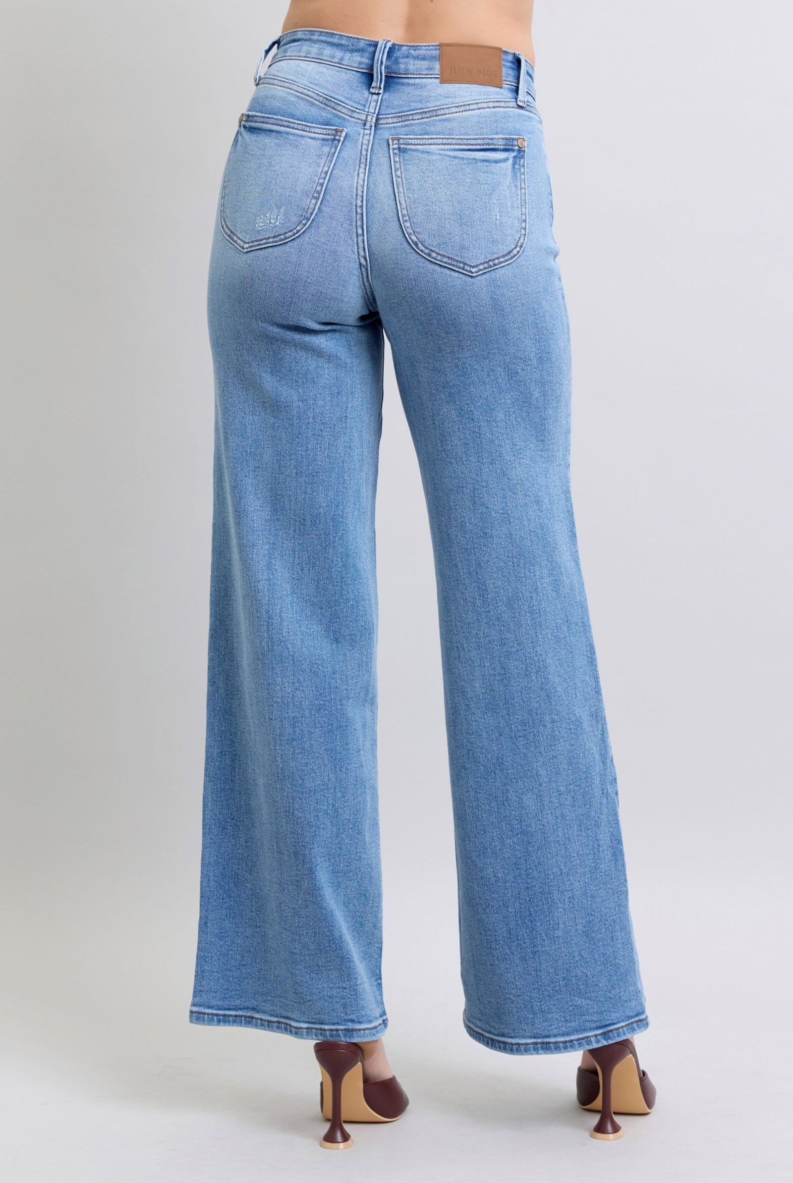 JUDY BLUE HIGH WAIST VINTAGE WASH RETRO WIDE LEG JEANS-Jeans-Judy Blue-Stuffology - Where Vintage Meets Modern, A Boutique for Real Women in Crosbyton, TX