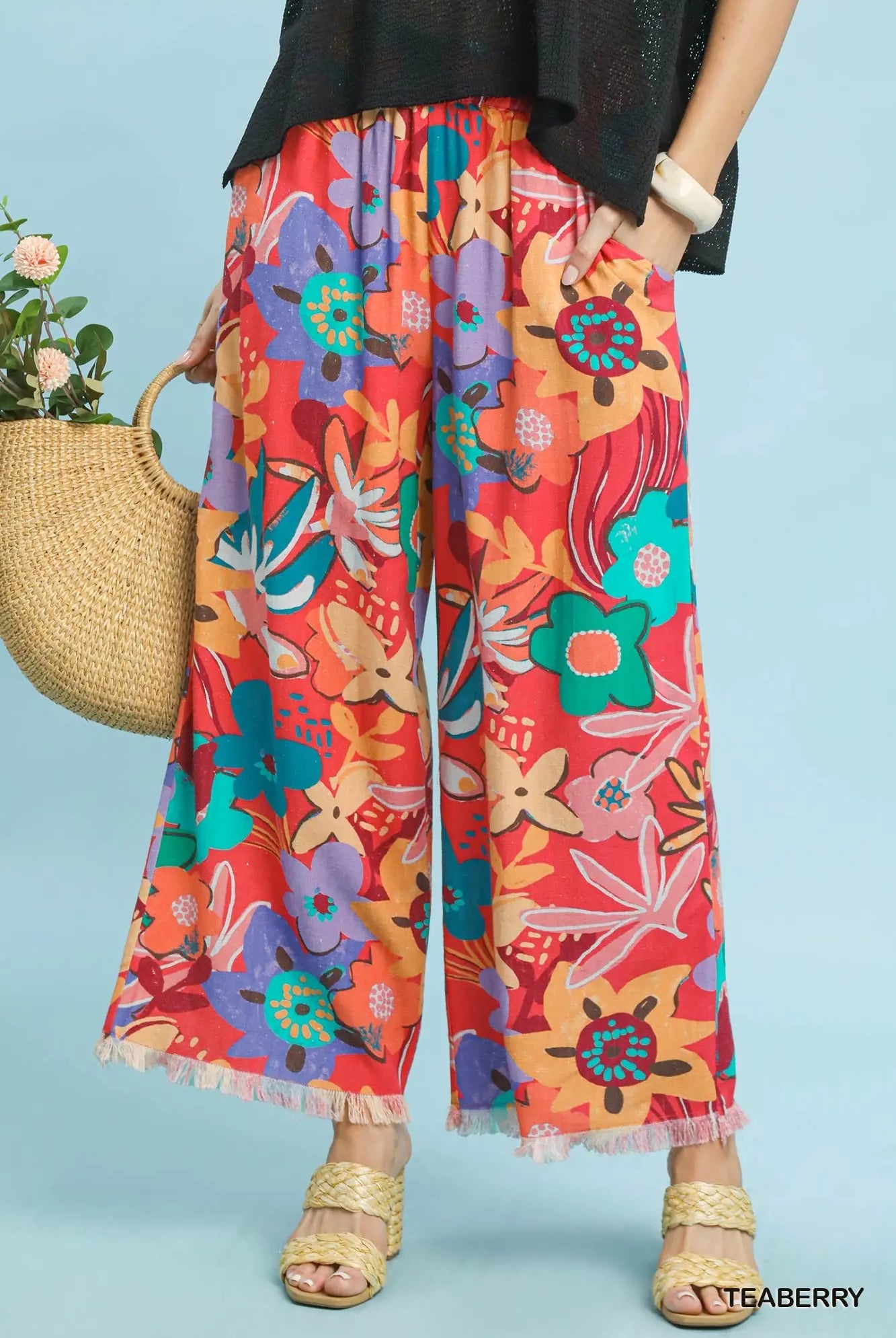 Floral Print Wide Leg Pants-Pants-Umgee-Stuffology - Where Vintage Meets Modern, A Boutique for Real Women in Crosbyton, TX