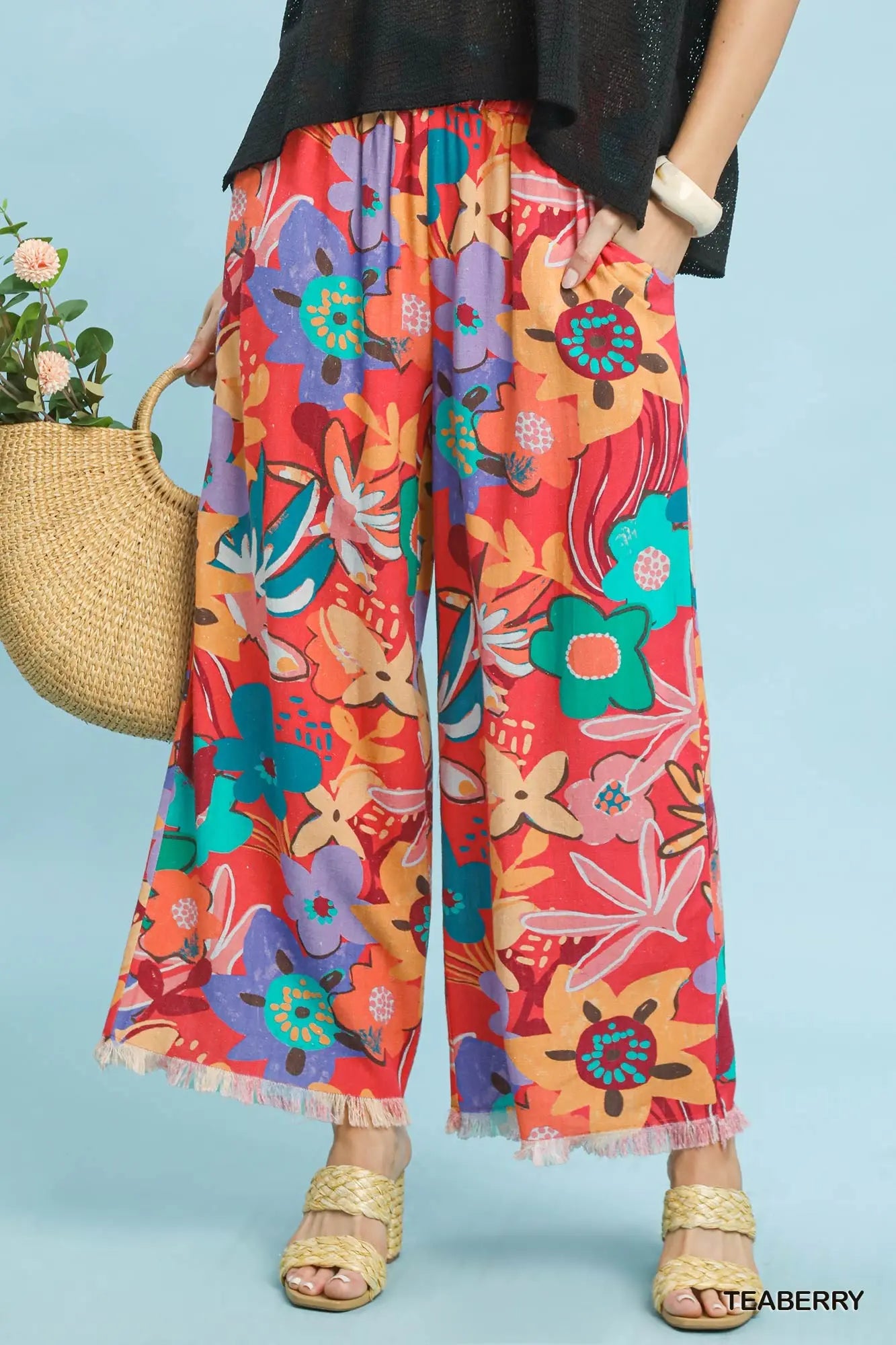 Floral Print Wide Leg Pants-Pants-Umgee-Stuffology - Where Vintage Meets Modern, A Boutique for Real Women in Crosbyton, TX