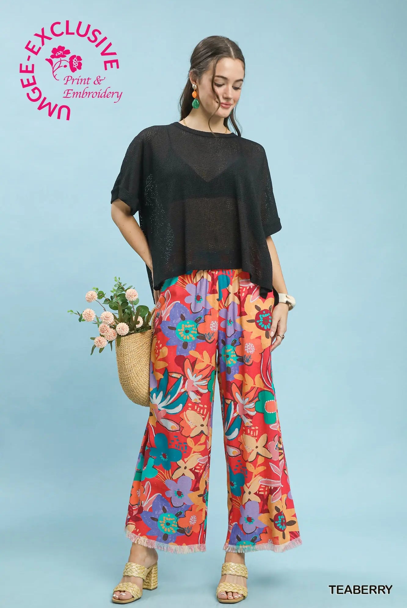 Floral Print Wide Leg Pants-Pants-Umgee-Stuffology - Where Vintage Meets Modern, A Boutique for Real Women in Crosbyton, TX