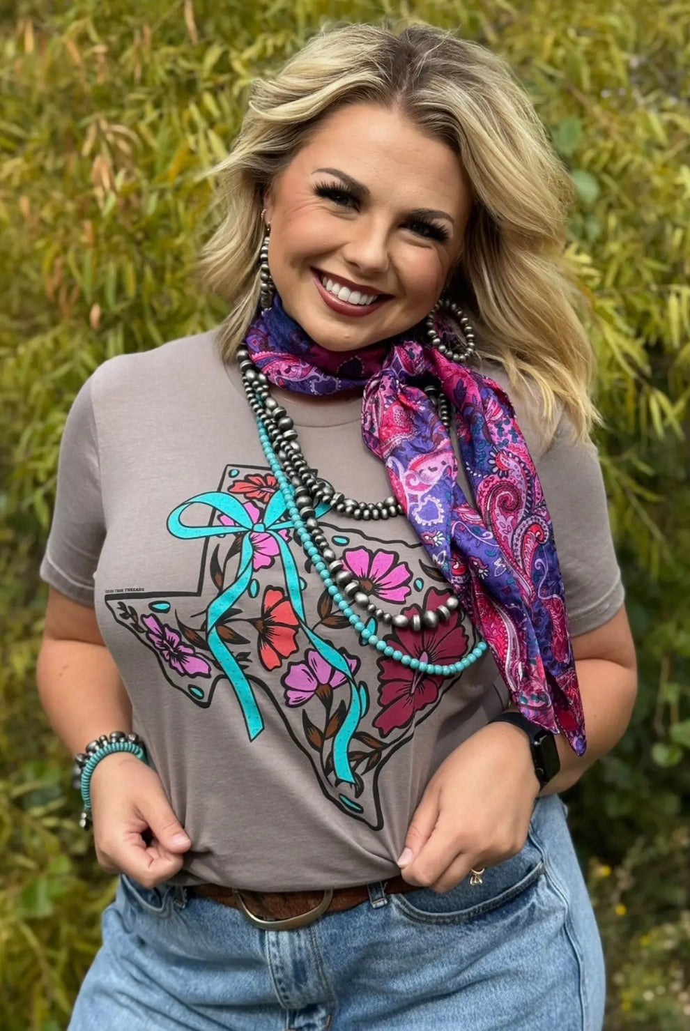 Texas Bow Graphic Tee-Graphic Tees-Texas True Threads-Stuffology - Where Vintage Meets Modern, A Boutique for Real Women in Crosbyton, TX