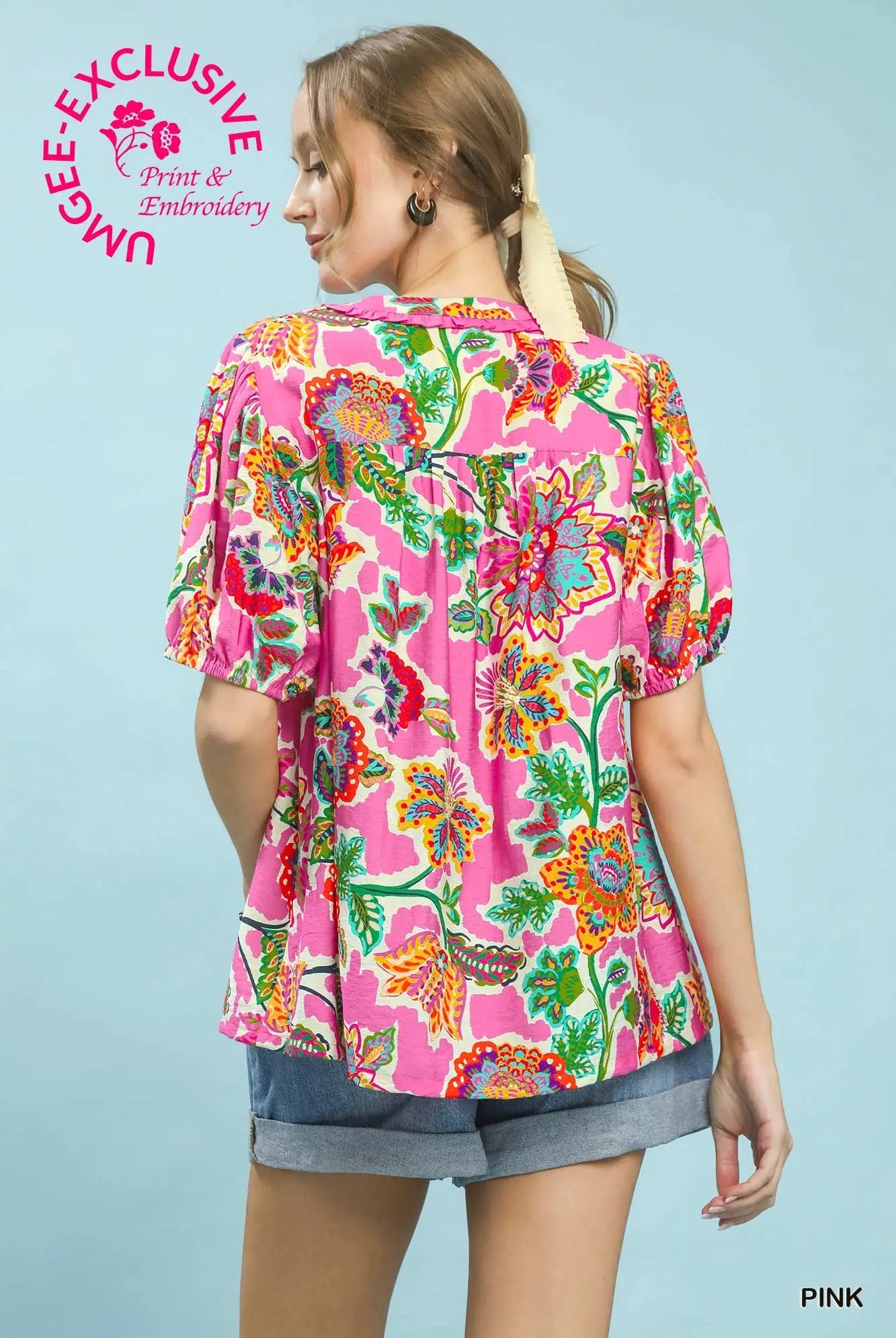 Floral Contrast-Trim Boho Blouse-Stuffology Boutique -Stuffology - Where Vintage Meets Modern, A Boutique for Real Women in Crosbyton, TX