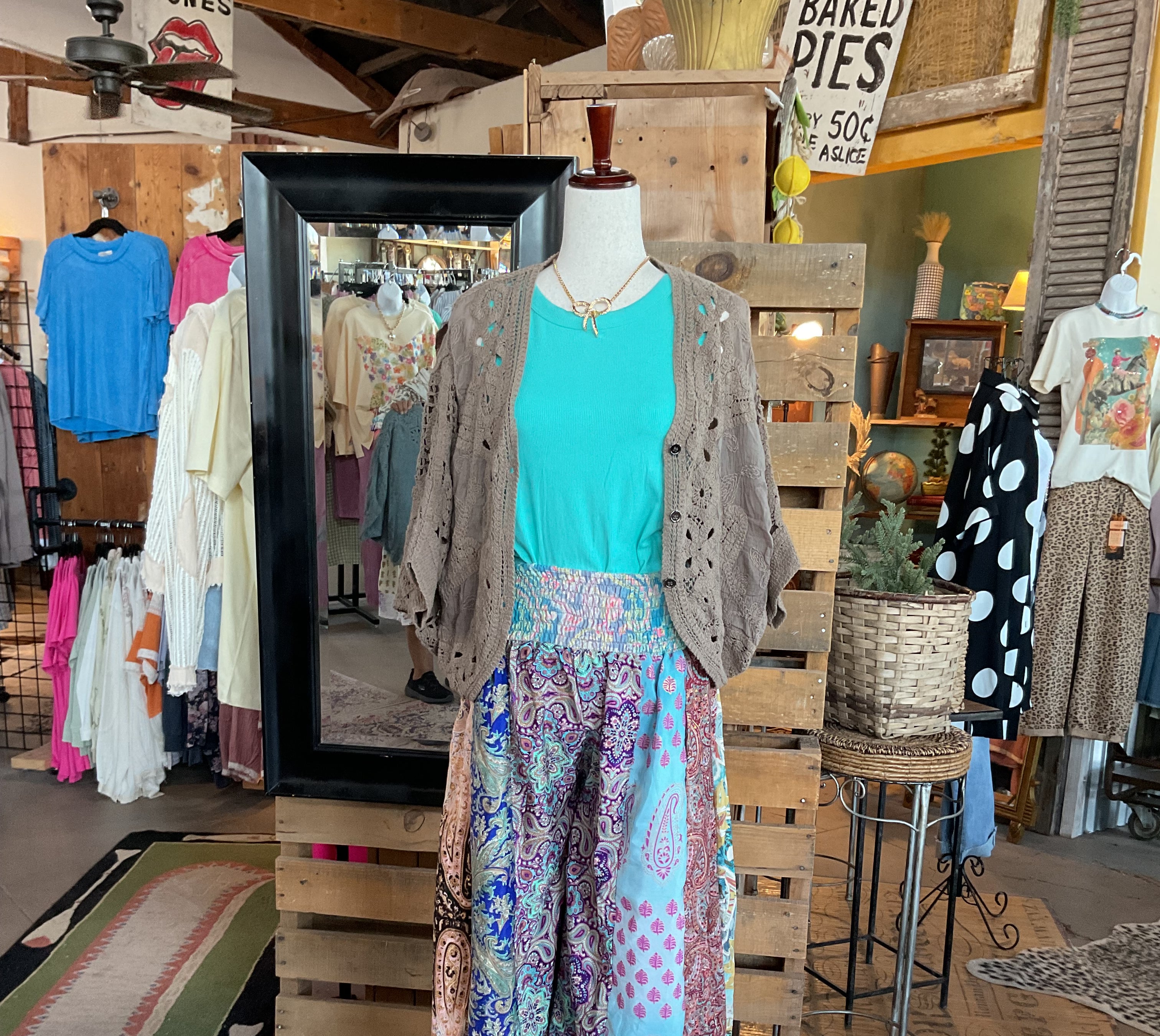 One-of-a-Kind Metallic Highlight Wide-Leg Pants-Pants-POL Clothing-Stuffology - Where Vintage Meets Modern, A Boutique for Real Women in Crosbyton, TX