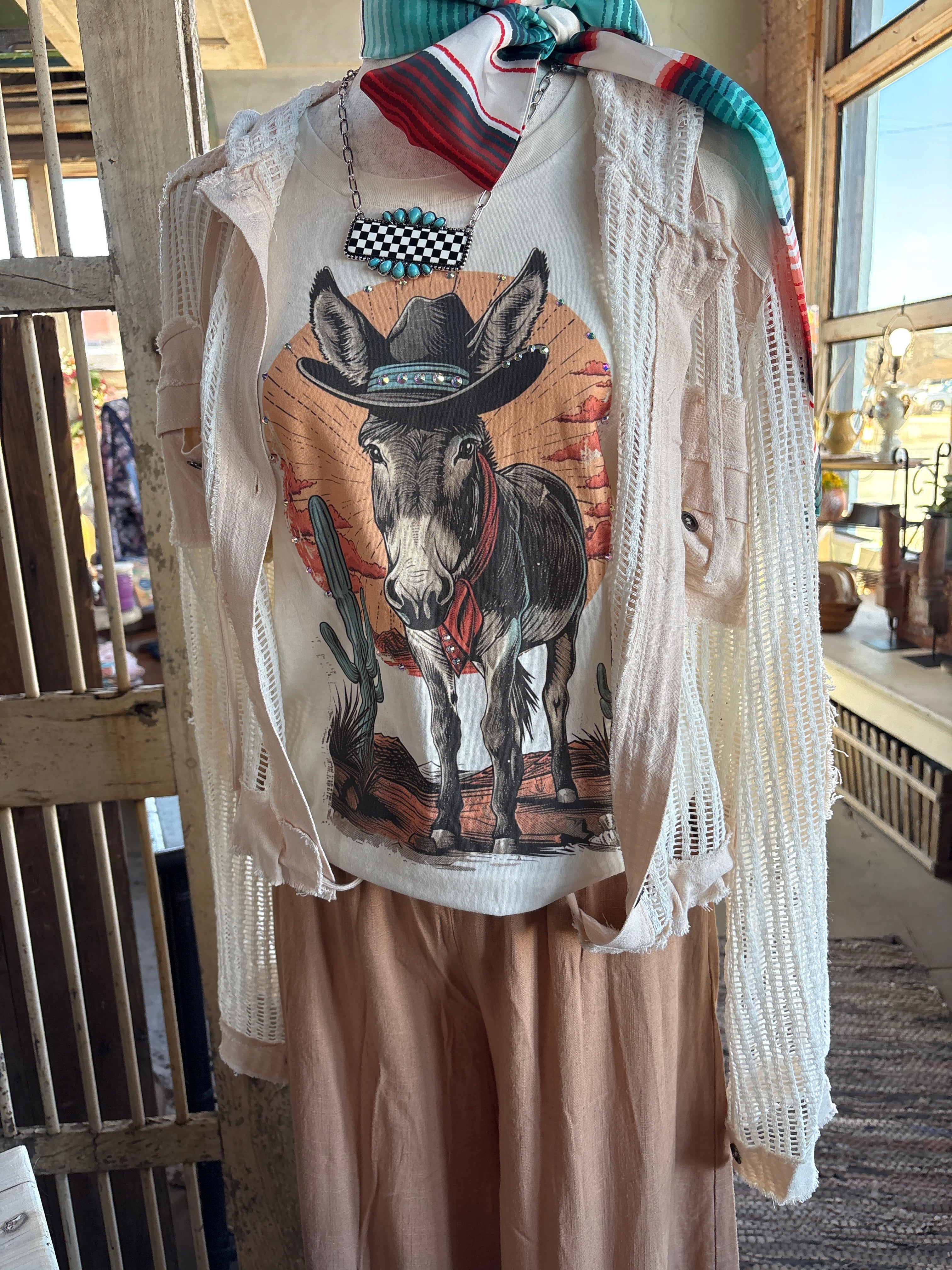 Desert Donkey Graphic Tee-Graphic Tees-Stuffology Boutique -Stuffology - Where Vintage Meets Modern, A Boutique for Real Women in Crosbyton, TX