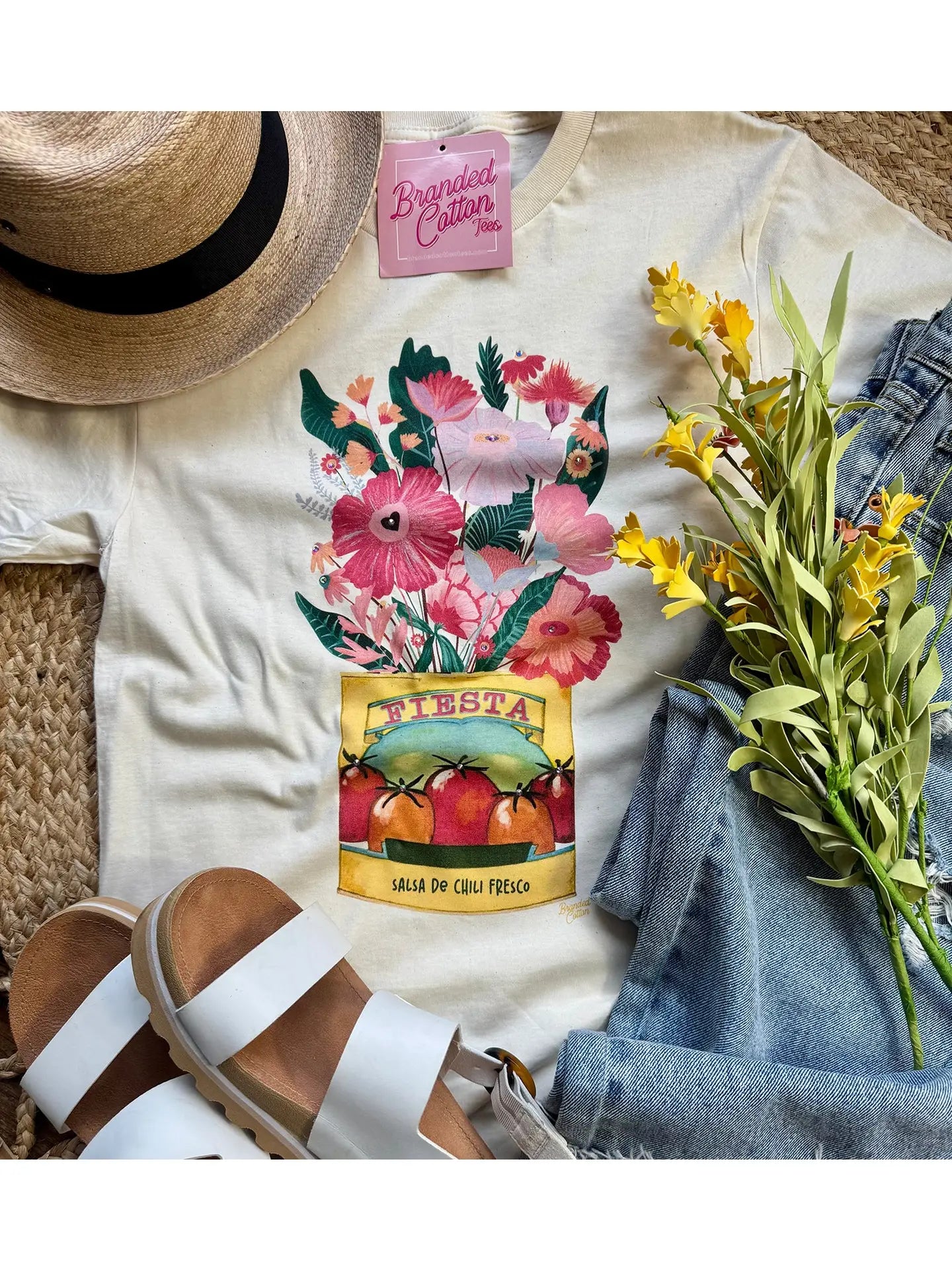Fiesta Floral Tee-Tees-Stuffology Boutique -Stuffology - Where Vintage Meets Modern, A Boutique for Real Women in Crosbyton, TX