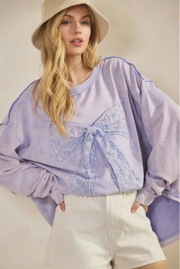 Whimsy Bow Sweatshirt-TOP-Sage + Fig-Stuffology - Where Vintage Meets Modern, A Boutique for Real Women in Crosbyton, TX