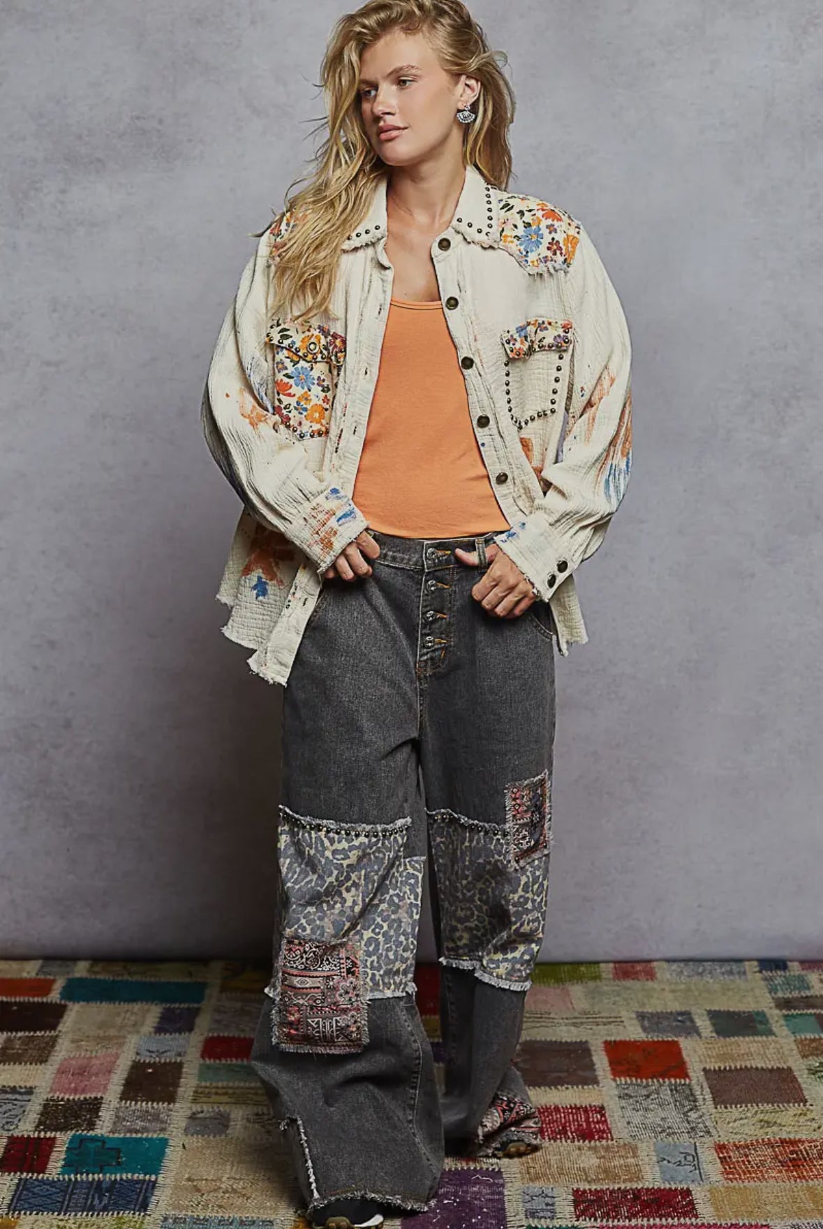 POL Clothing - Artsy Double Gauze Shirt Jacket-Pol Clothing-Stuffology - Where Vintage Meets Modern, A Boutique for Real Women in Crosbyton, TX