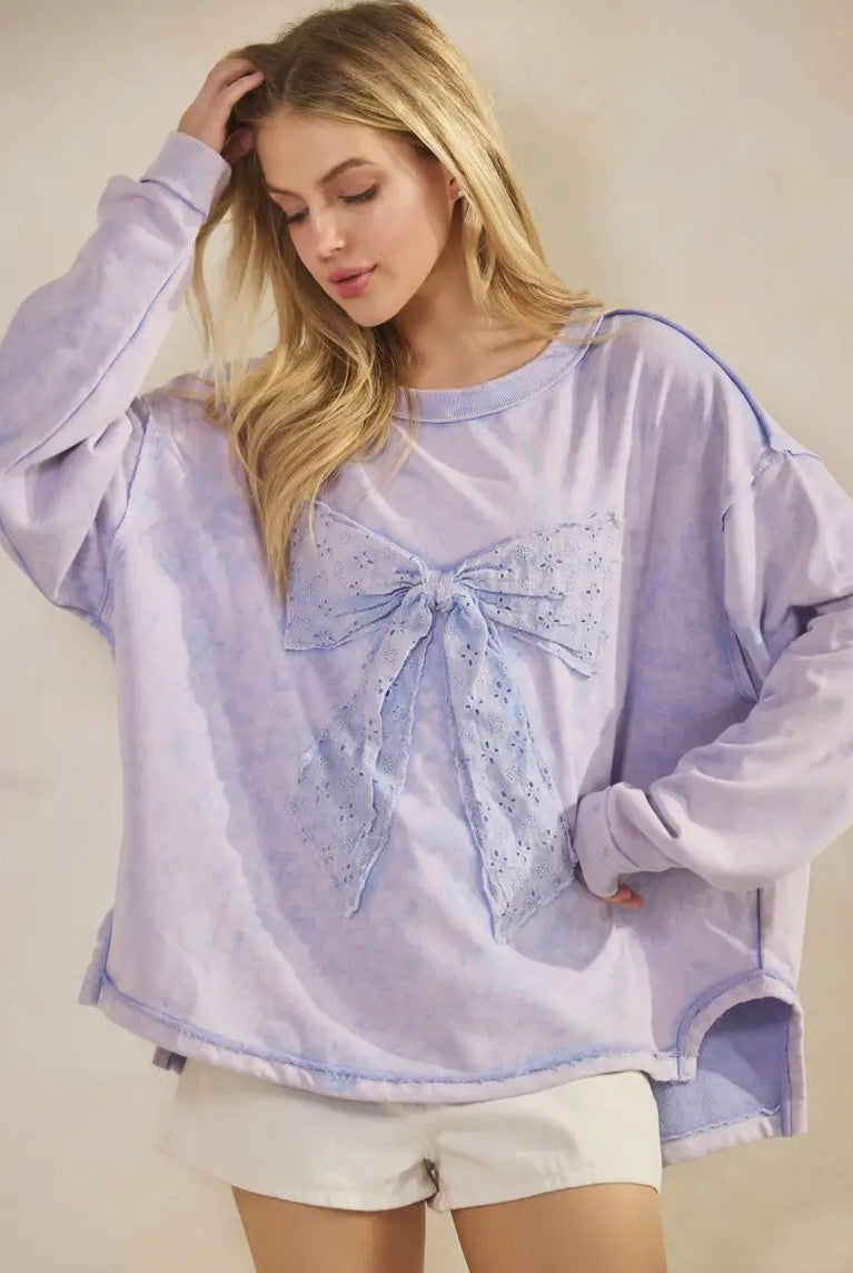 Whimsy Bow Sweatshirt-TOP-Sage + Fig-Stuffology - Where Vintage Meets Modern, A Boutique for Real Women in Crosbyton, TX
