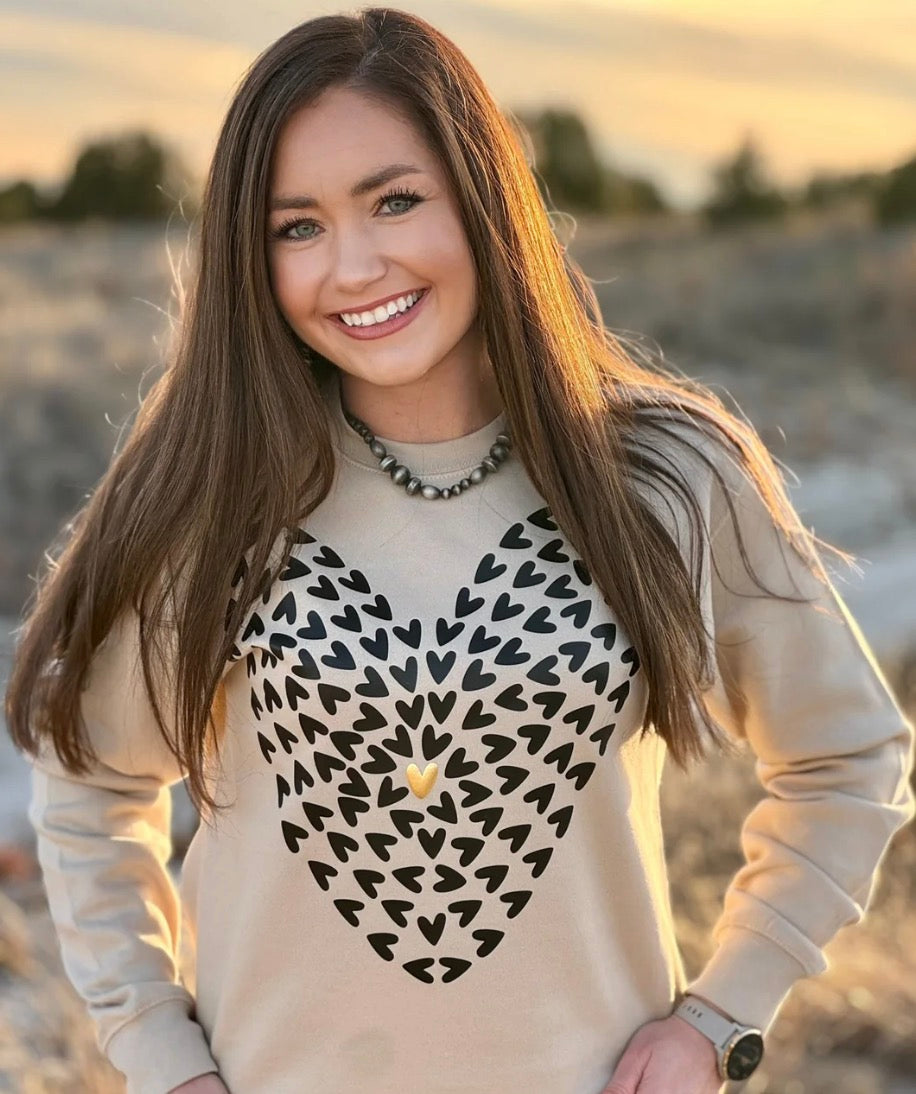 Black Heart Cluster Sweatshirt-SWEATSHIRT-Stuffology Boutique -Stuffology - Where Vintage Meets Modern, A Boutique for Real Women in Crosbyton, TX