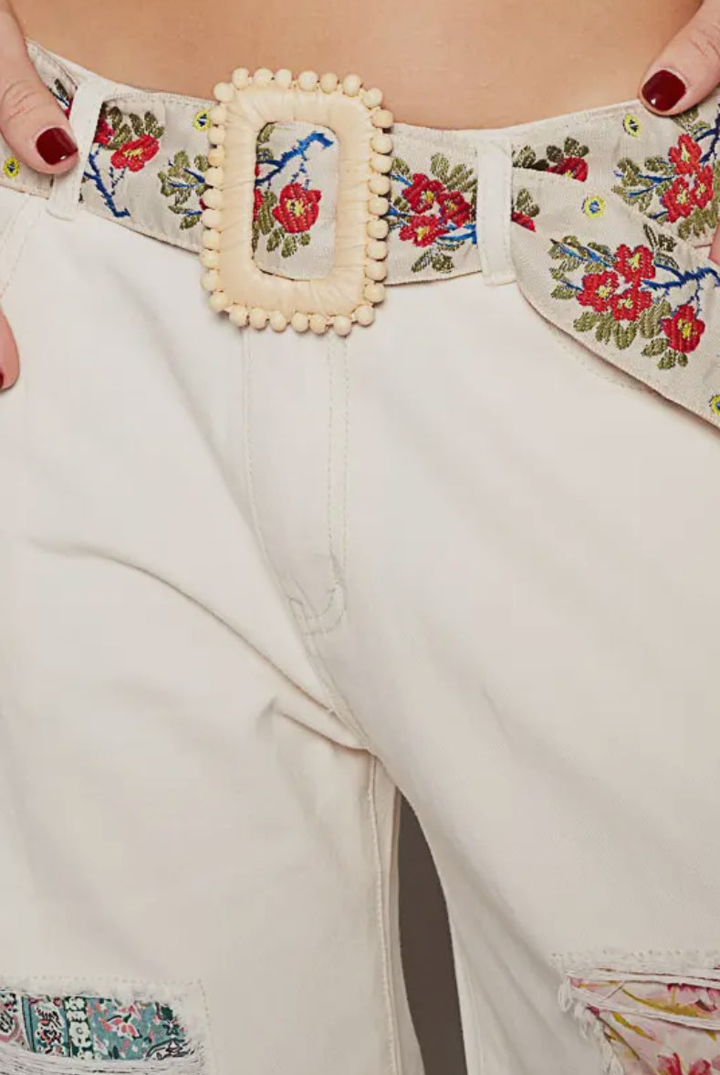 POL Clothing Boho Bloom Embroidered Belt-BELT-POL Clothing-Stuffology - Where Vintage Meets Modern, A Boutique for Real Women in Crosbyton, TX