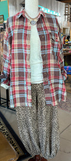 Long Sleeve Mineral Washed Plaid Flannel Tunic Top - Easel-TOP-EASEL-Stuffology - Where Vintage Meets Modern, A Boutique for Real Women in Crosbyton, TX