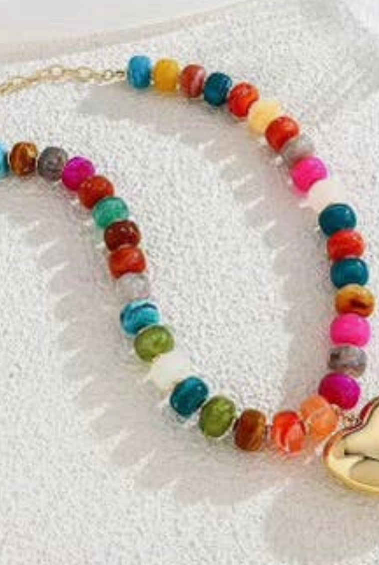 Emily Heart Beaded Necklace-Necklaces-Stuffology Boutique -Stuffology - Where Vintage Meets Modern, A Boutique for Real Women in Crosbyton, TX