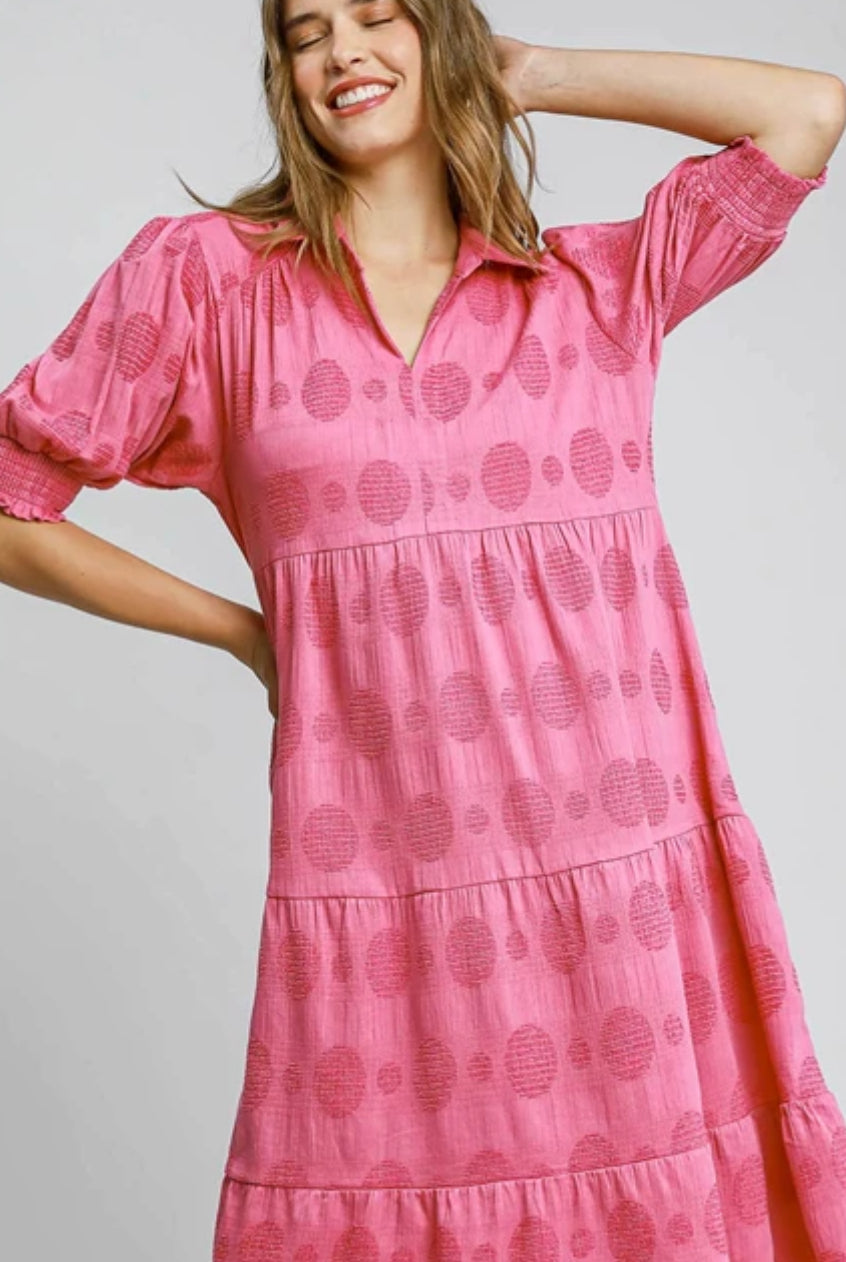 Swiss Dot Jacquard Tiered Maxi Dress-Dresses-Umgee-Stuffology - Where Vintage Meets Modern, A Boutique for Real Women in Crosbyton, TX