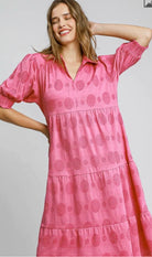 Swiss Dot Jacquard Tiered Maxi Dress-Dresses-Umgee-Stuffology - Where Vintage Meets Modern, A Boutique for Real Women in Crosbyton, TX