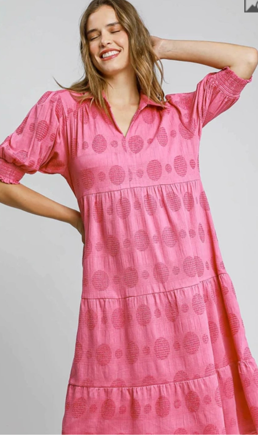 Swiss Dot Jacquard Tiered Maxi Dress-Dresses-Umgee-Stuffology - Where Vintage Meets Modern, A Boutique for Real Women in Crosbyton, TX