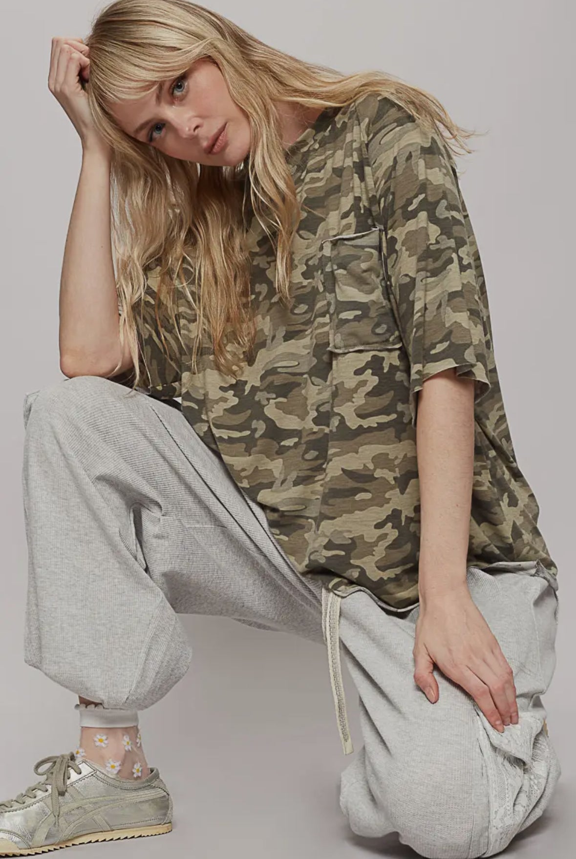 POL Clothing Camo Short Sleeve Roomy Fit Top-POL Clothing-Stuffology - Where Vintage Meets Modern, A Boutique for Real Women in Crosbyton, TX