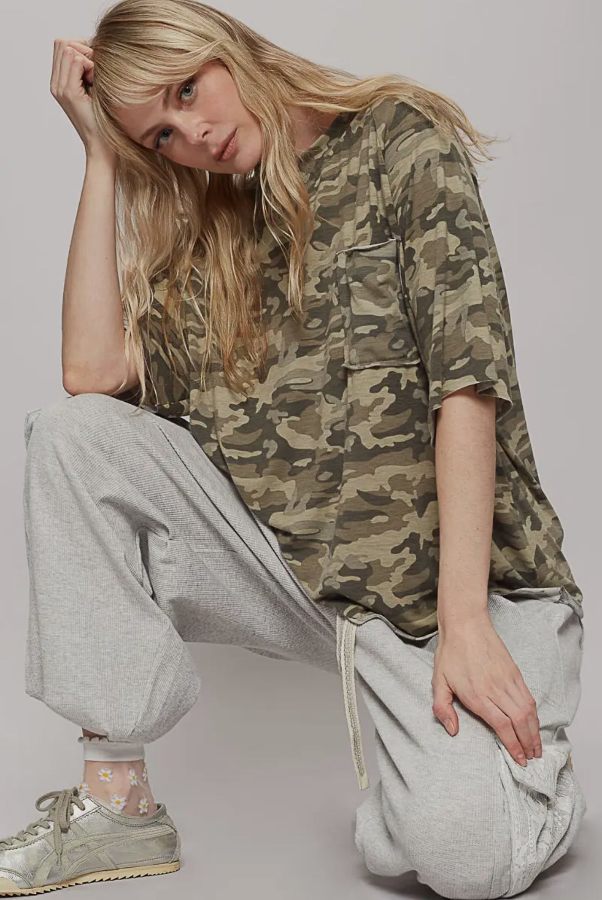 POL Clothing Camo Short Sleeve Roomy Fit Top-POL Clothing-Stuffology - Where Vintage Meets Modern, A Boutique for Real Women in Crosbyton, TX