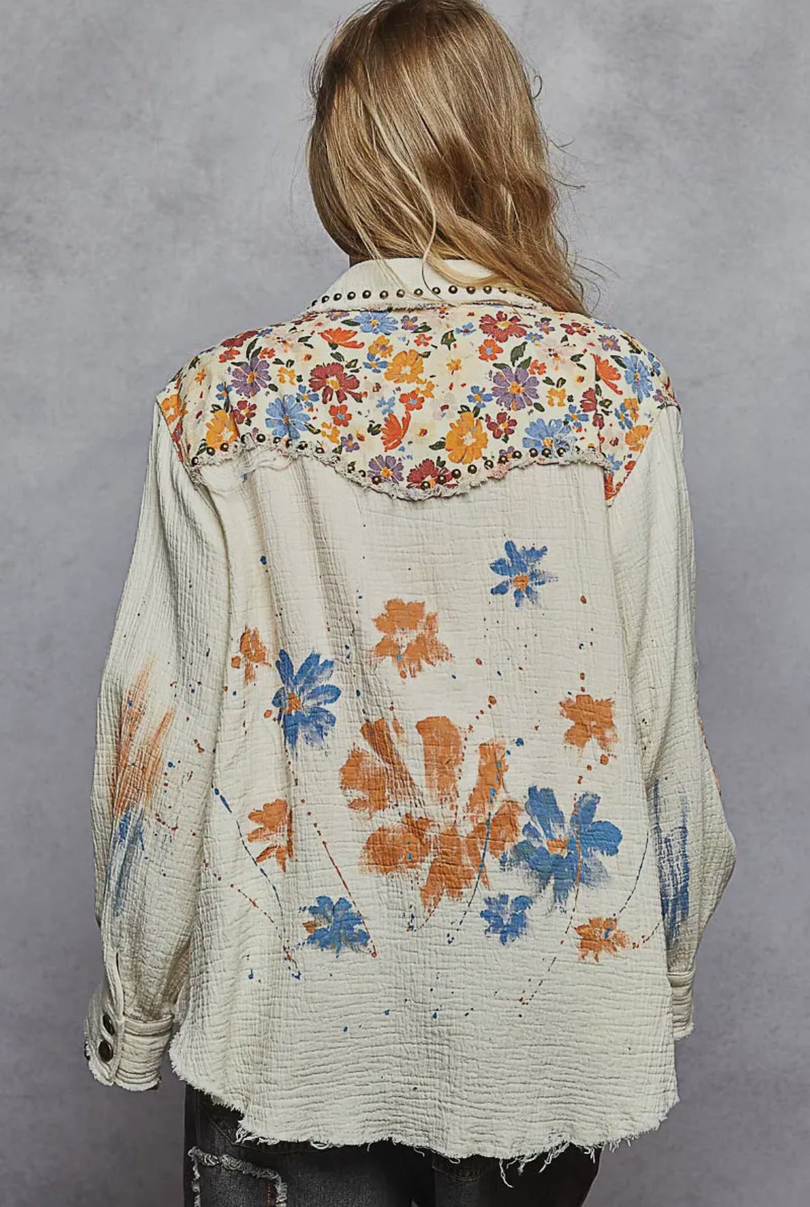 POL Clothing - Artsy Double Gauze Shirt Jacket-Pol Clothing-Stuffology - Where Vintage Meets Modern, A Boutique for Real Women in Crosbyton, TX