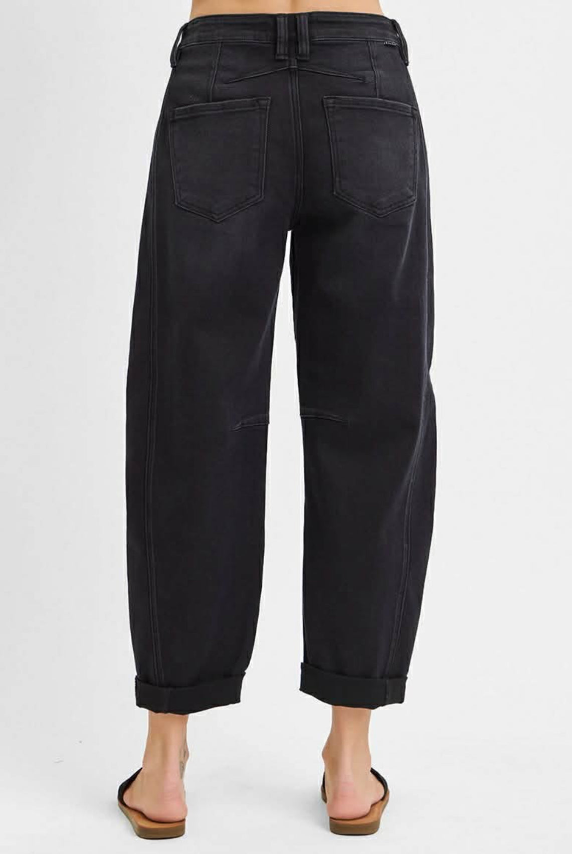 Risen Black Barrel Jeans-Jeans-Risen Jeans-Stuffology - Where Vintage Meets Modern, A Boutique for Real Women in Crosbyton, TX