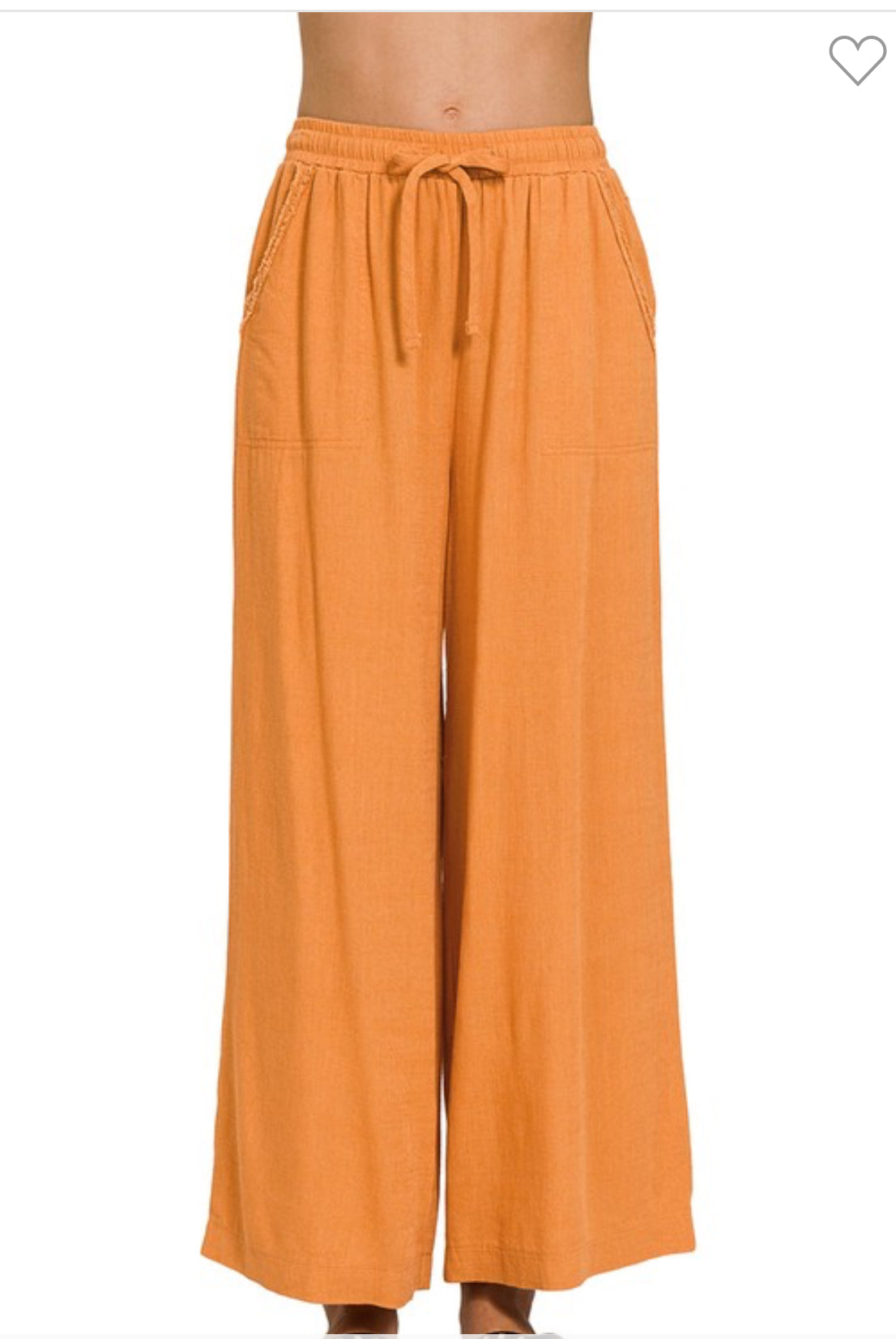 Apricot Wide Leg Linen Pants-Pants-Zenana-Stuffology - Where Vintage Meets Modern, A Boutique for Real Women in Crosbyton, TX