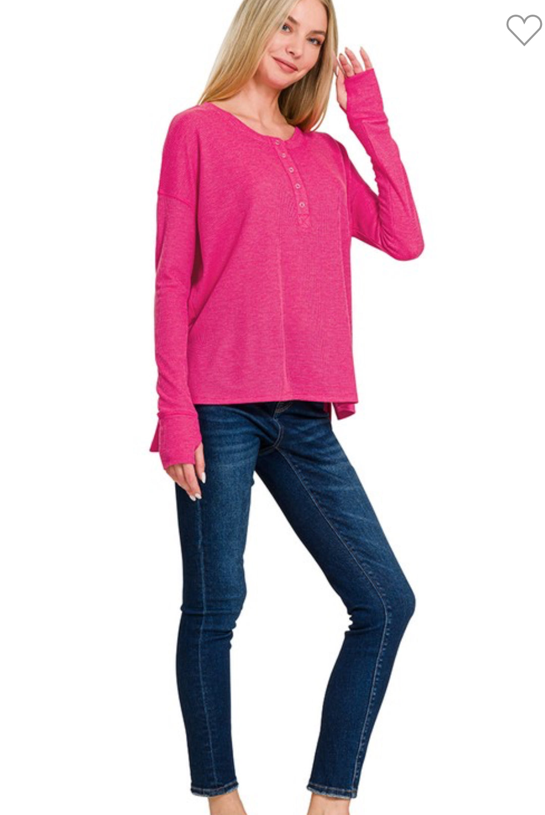 Waffle Henley Hi Low Top-TOP-Zenana-Stuffology - Where Vintage Meets Modern, A Boutique for Real Women in Crosbyton, TX