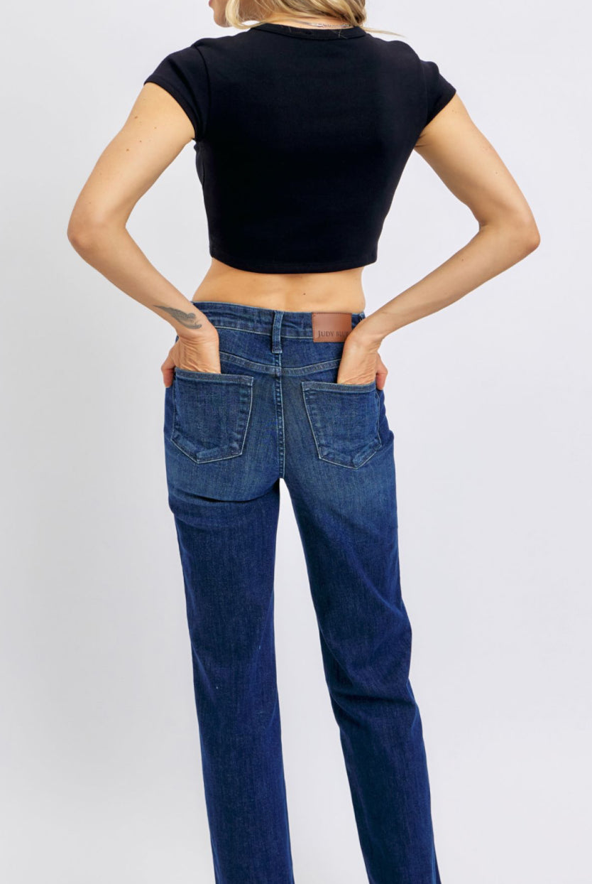 Judy Blue Mid Rise Straight Jeans-Jeans-Stuffology Boutique -Stuffology - Where Vintage Meets Modern, A Boutique for Real Women in Crosbyton, TX