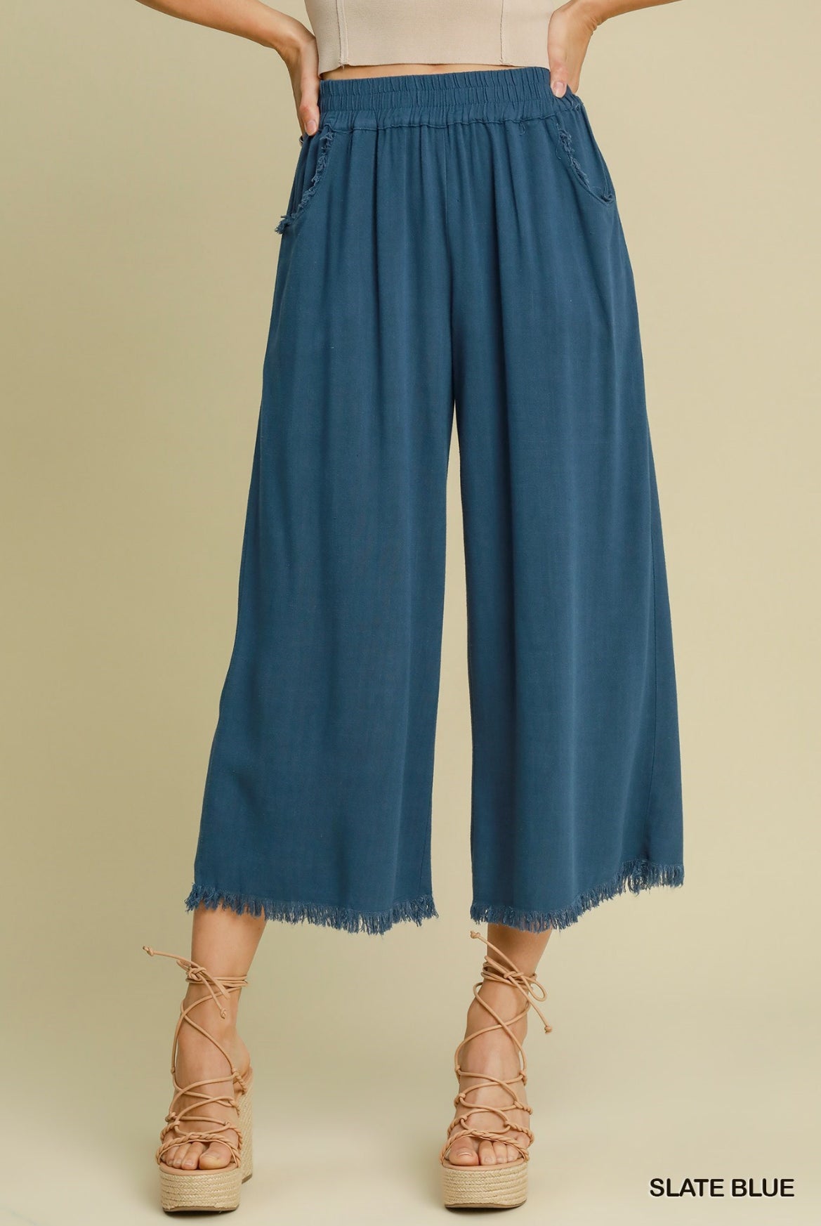 Frayed Hem Wide-Leg Pants-Pants-Umgee-Stuffology - Where Vintage Meets Modern, A Boutique for Real Women in Crosbyton, TX
