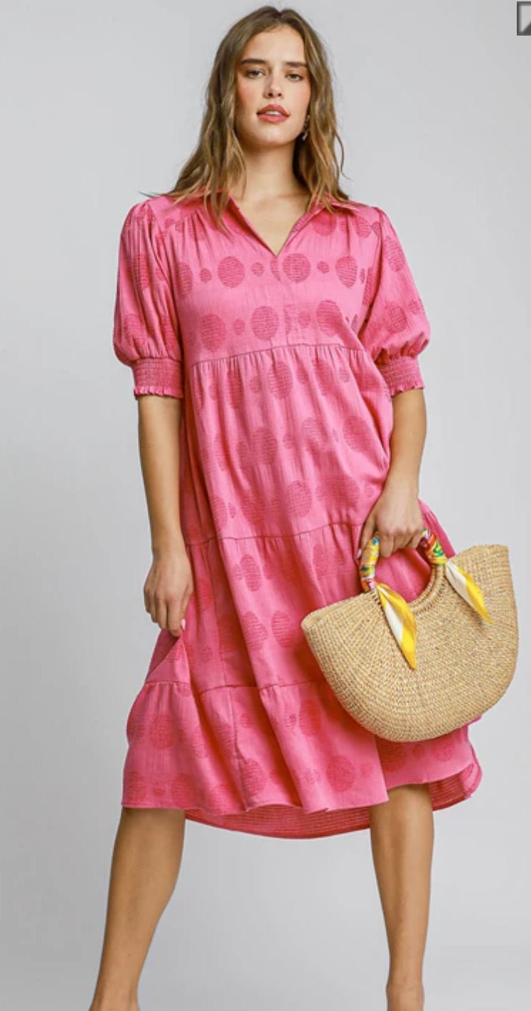 Swiss Dot Jacquard Tiered Maxi Dress-Dresses-Umgee-Stuffology - Where Vintage Meets Modern, A Boutique for Real Women in Crosbyton, TX