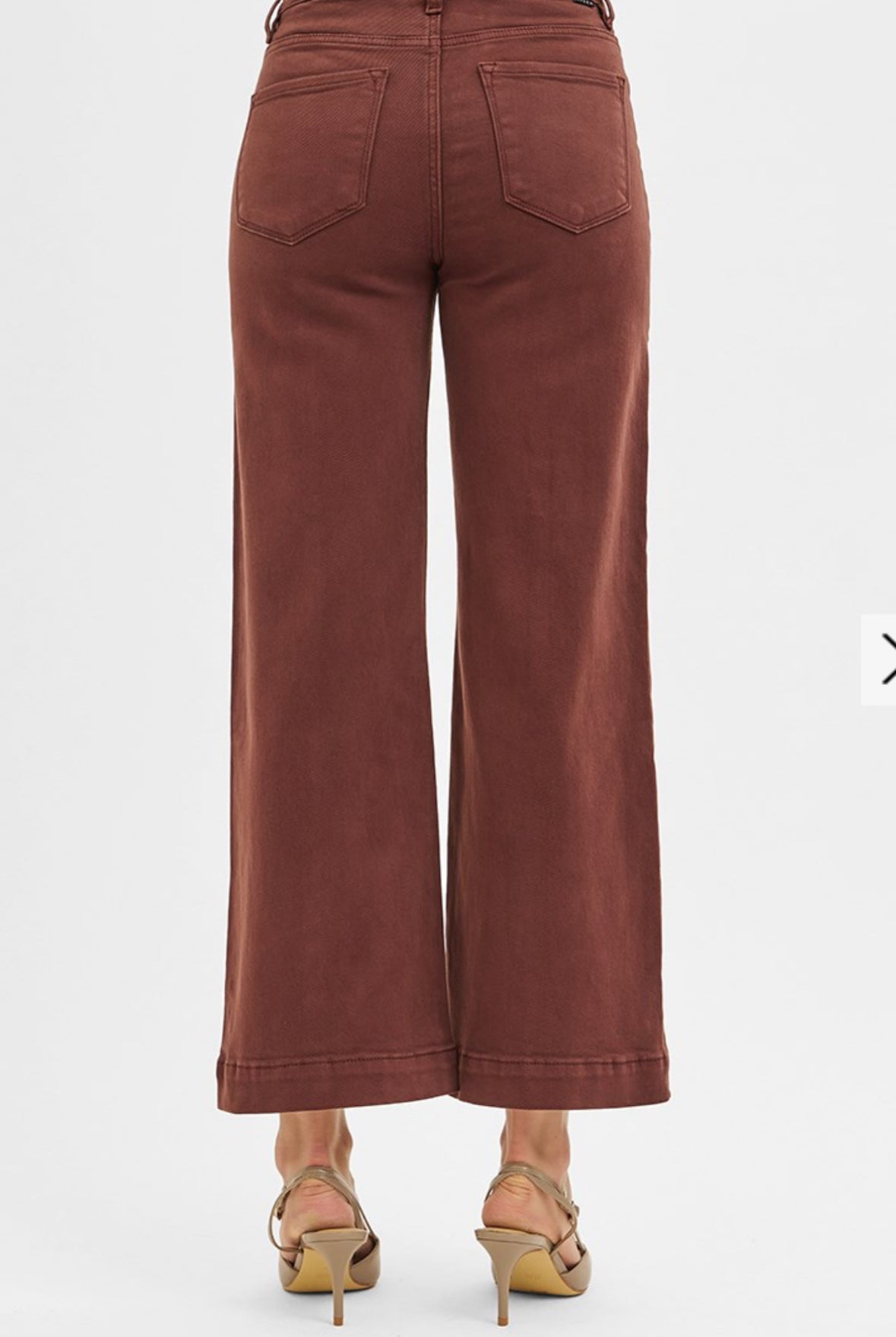 Risen Chocolate Wide Leg Crop Tummy Control Pants-Pants-Risen Jeans-Stuffology - Where Vintage Meets Modern, A Boutique for Real Women in Crosbyton, TX