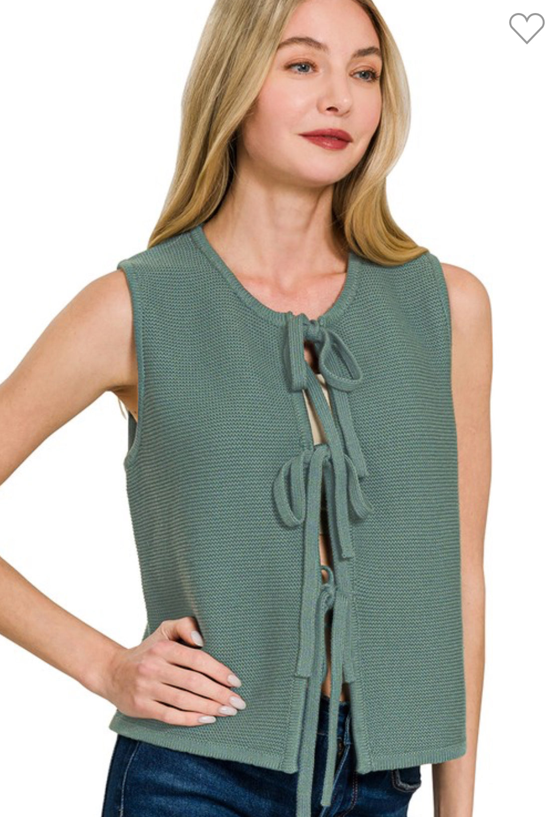 Cotton Knit Tie Front Vest-Cotton Knit Vest-Stuffology Boutique -Stuffology - Where Vintage Meets Modern, A Boutique for Real Women in Crosbyton, TX