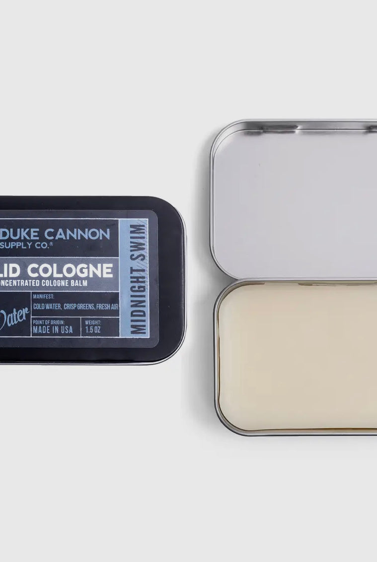 SOLID COLOGNE - MIDNIGHT SWIM-Colognes-Duke Cannon-Stuffology - Where Vintage Meets Modern, A Boutique for Real Women in Crosbyton, TX