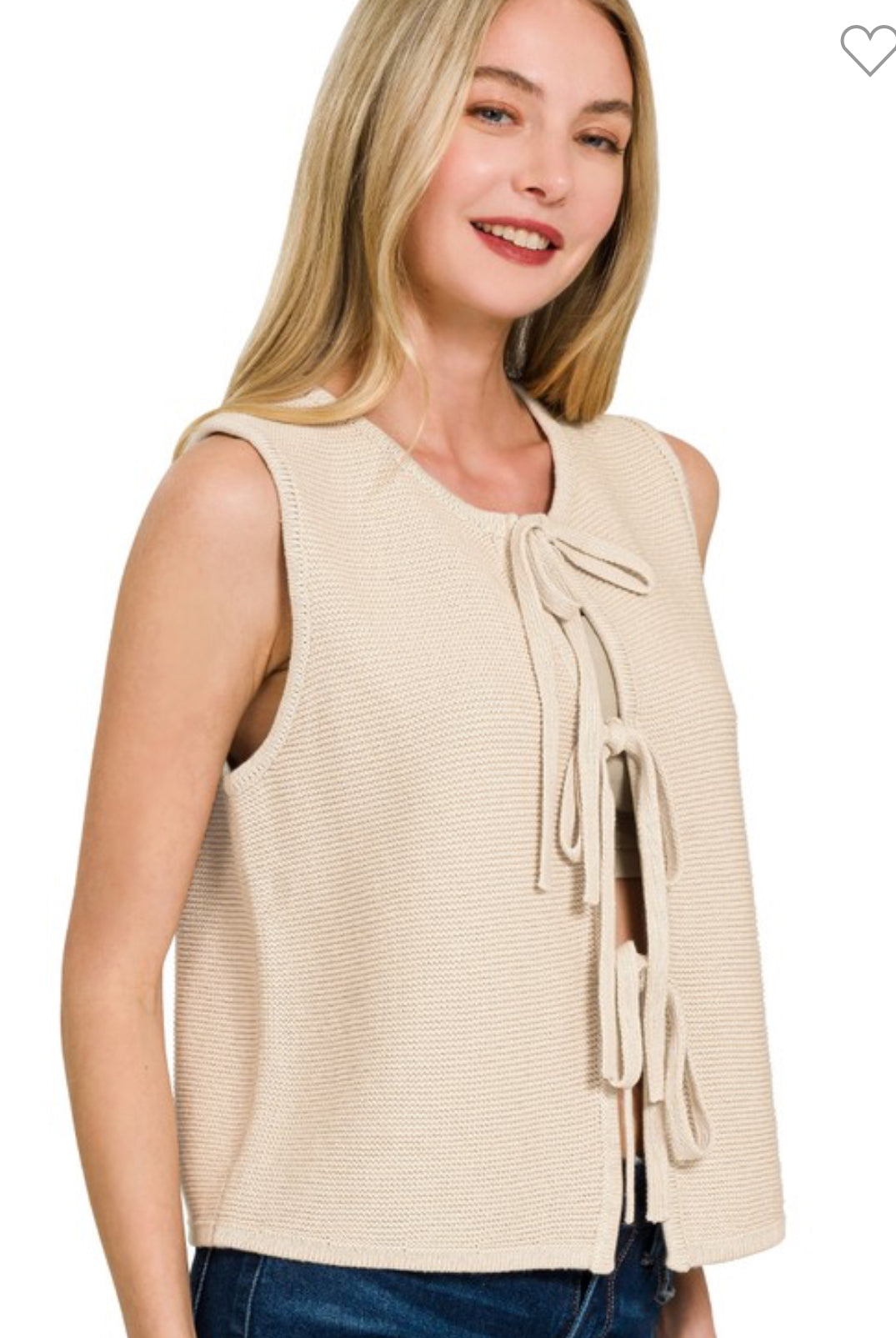 Cotton Knit Tie Front Vest-Cotton Knit Vest-Stuffology Boutique -Stuffology - Where Vintage Meets Modern, A Boutique for Real Women in Crosbyton, TX