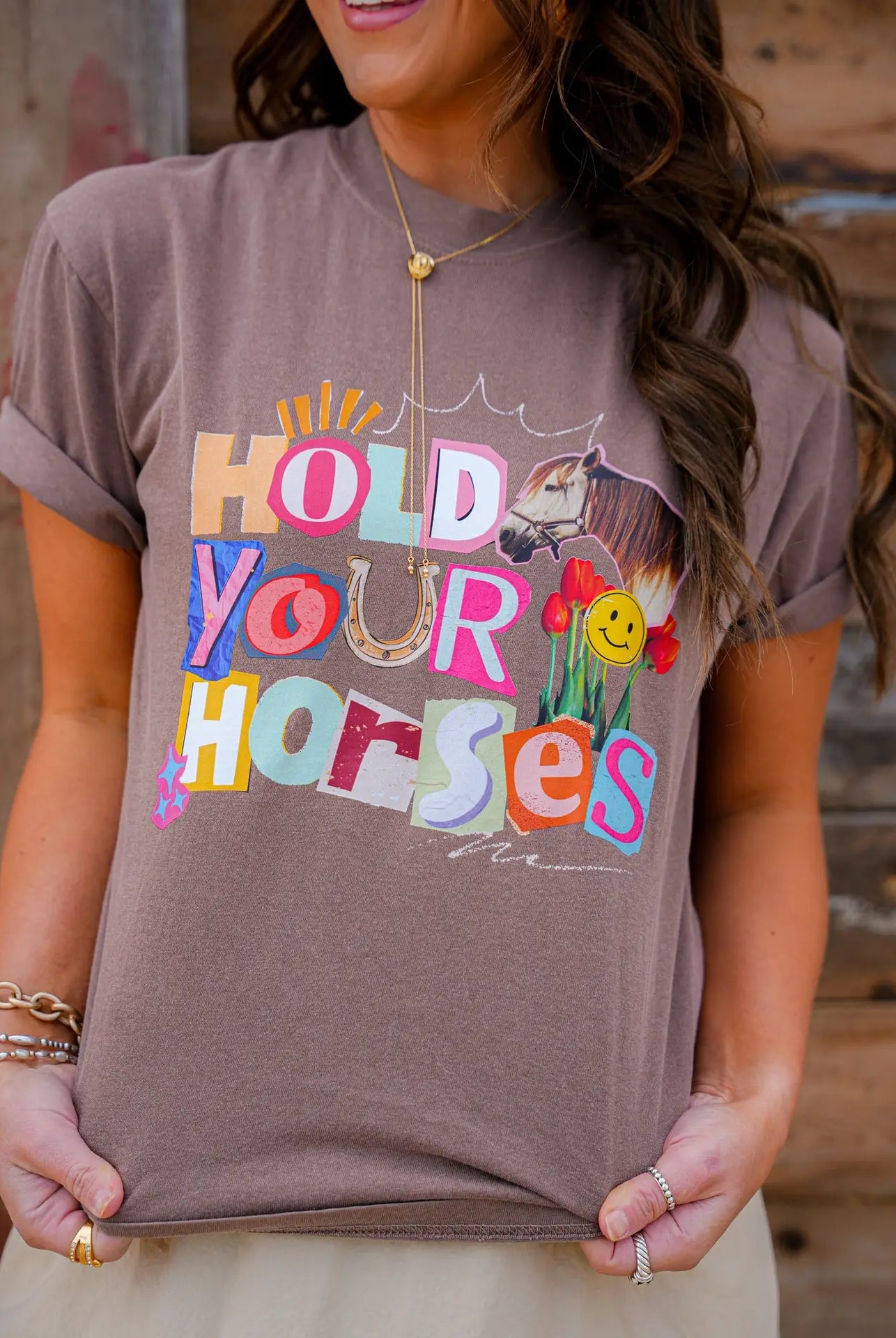 “Hold Your Horses” Graphic Tee-Graphic Tees-Stuffology Boutique -Stuffology - Where Vintage Meets Modern, A Boutique for Real Women in Crosbyton, TX