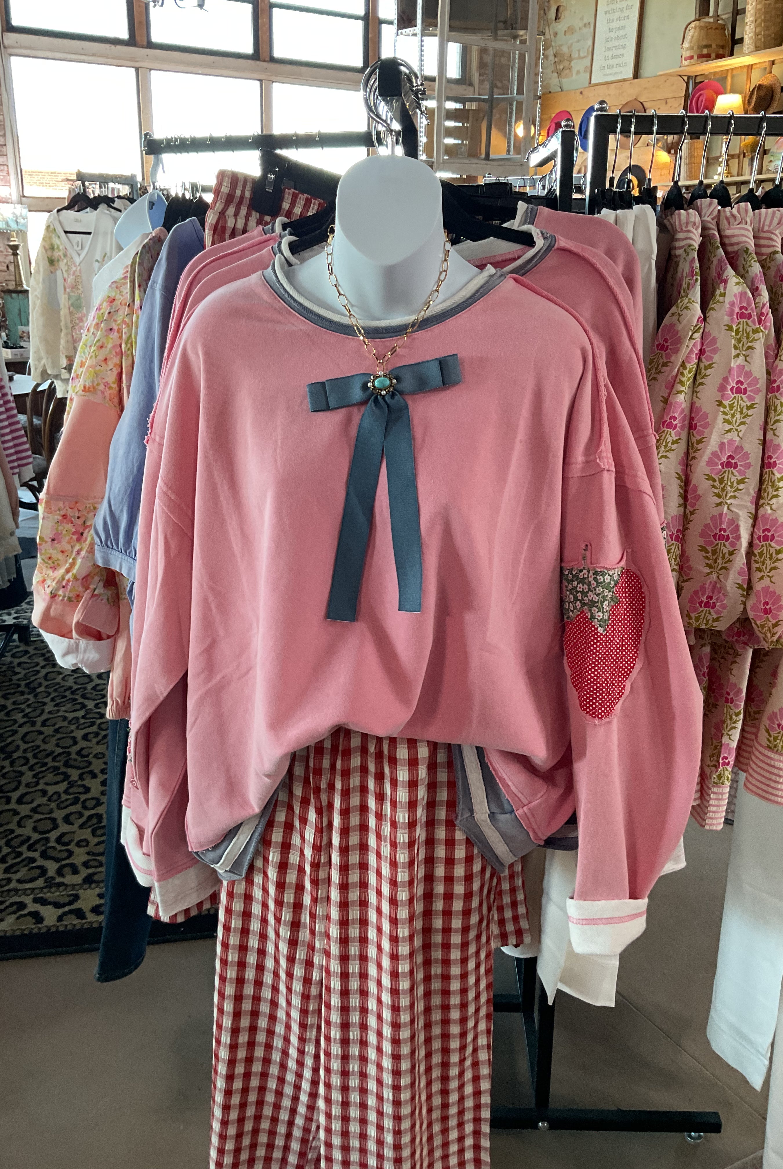 Strawberry Patch Washed Terry Pullover-Pullover Top-EASEL-Stuffology - Where Vintage Meets Modern, A Boutique for Real Women in Crosbyton, TX
