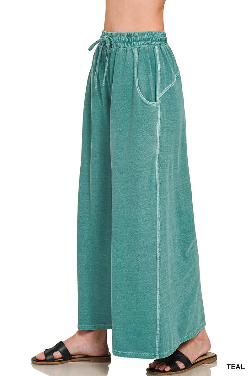 French Terry Washed Pants-Zenana-Stuffology - Where Vintage Meets Modern, A Boutique for Real Women in Crosbyton, TX