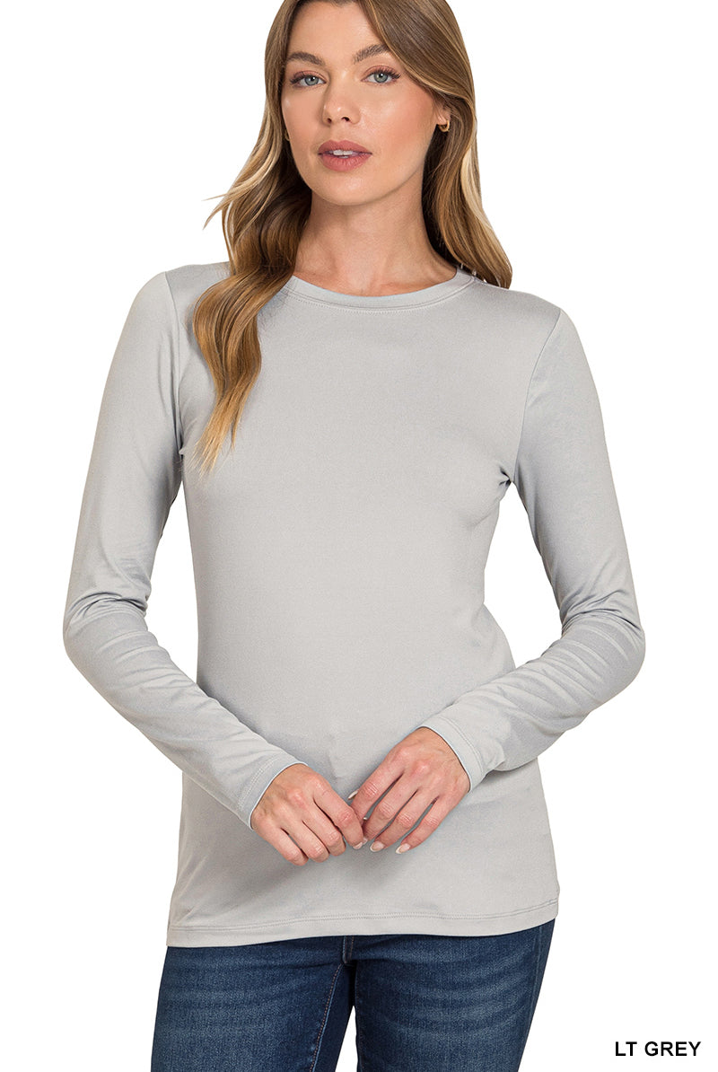 Long Sleeve Round Neck Tee-Tops-Zenana-Stuffology - Where Vintage Meets Modern, A Boutique for Real Women in Crosbyton, TX