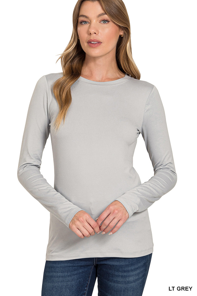 Long Sleeve Round Neck Tee-Tops-Zenana-Stuffology - Where Vintage Meets Modern, A Boutique for Real Women in Crosbyton, TX