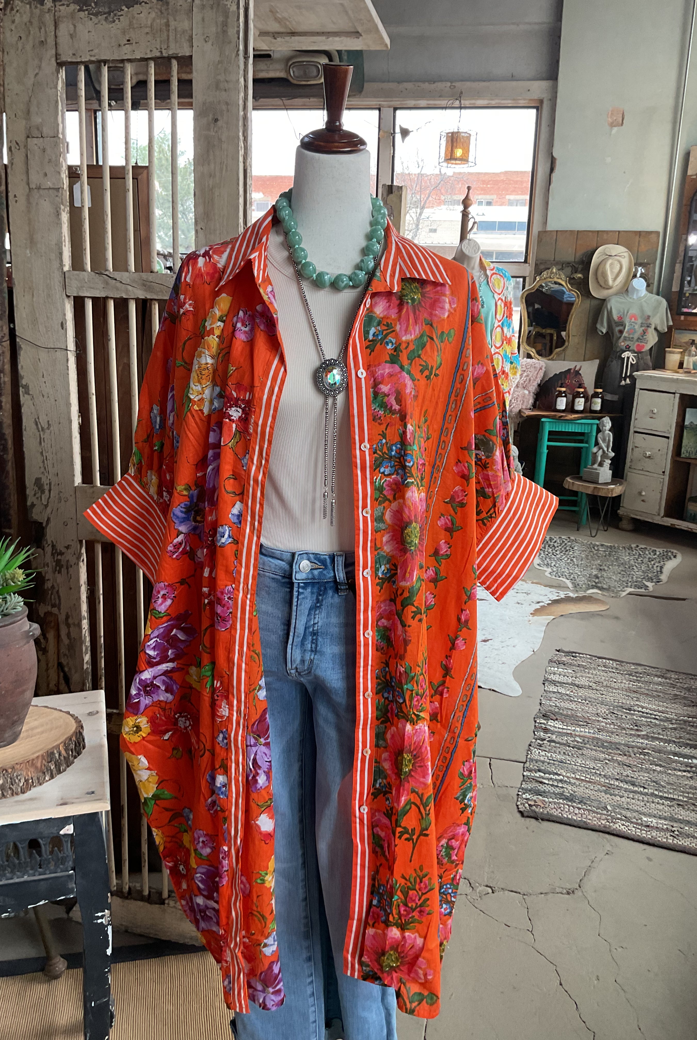 Short Sleeve Floral Maxi Button Down Dress-Dresses-Pol Clothing-Stuffology - Where Vintage Meets Modern, A Boutique for Real Women in Crosbyton, TX