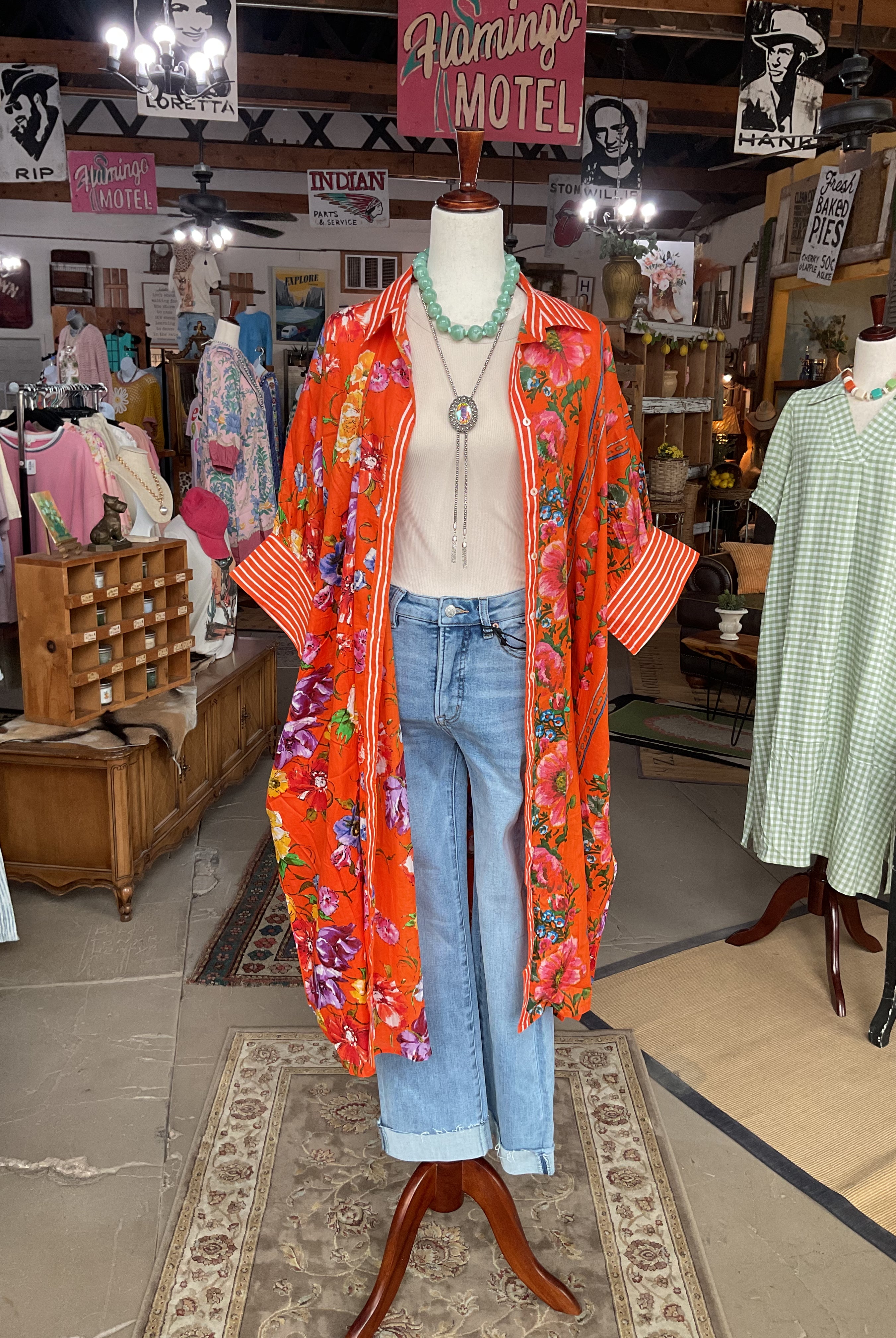 Short Sleeve Floral Maxi Button Down Dress-Dresses-Pol Clothing-Stuffology - Where Vintage Meets Modern, A Boutique for Real Women in Crosbyton, TX