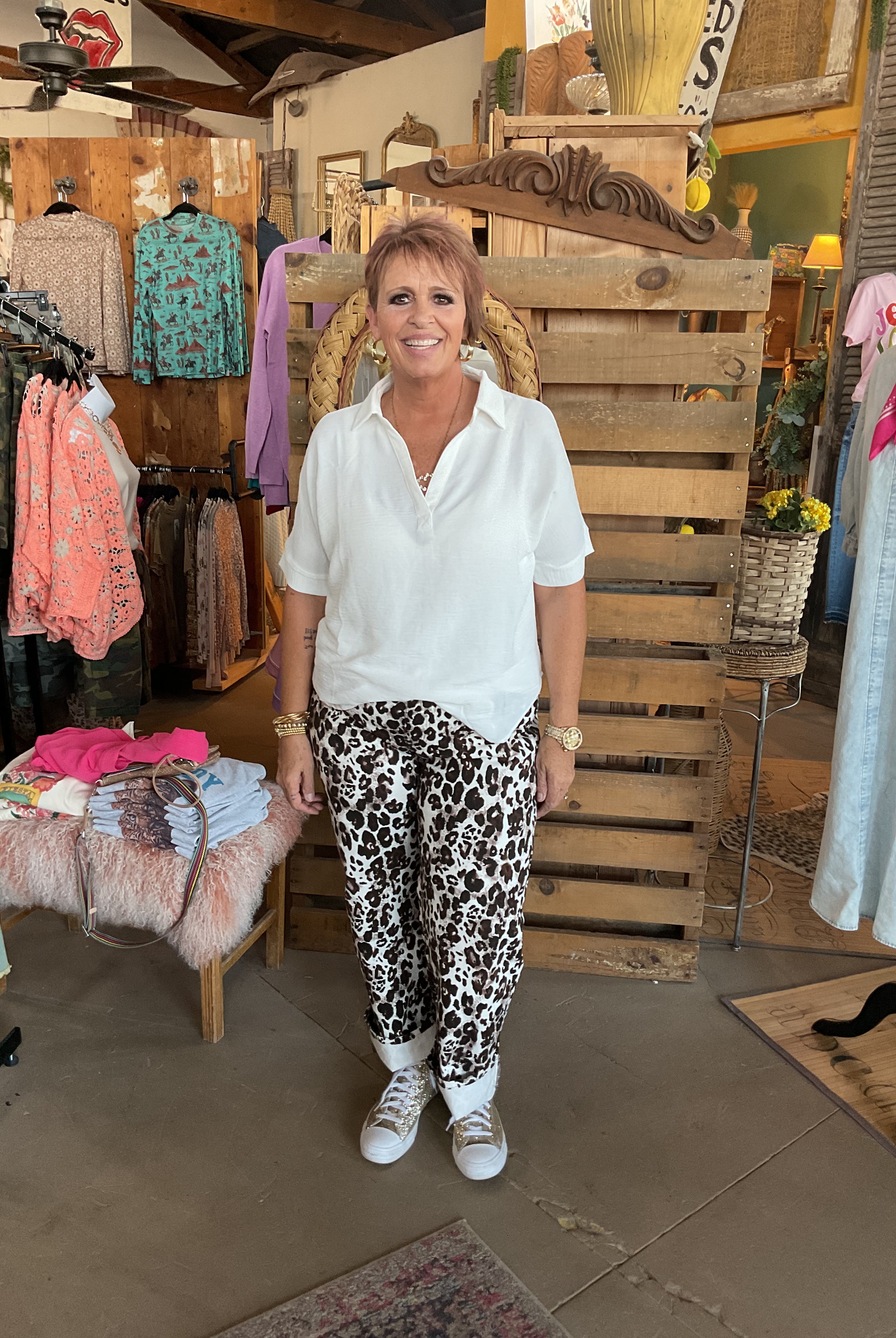 Collared V-Neck Short Sleeve Top-Blouse-Zenana-Stuffology - Where Vintage Meets Modern, A Boutique for Real Women in Crosbyton, TX