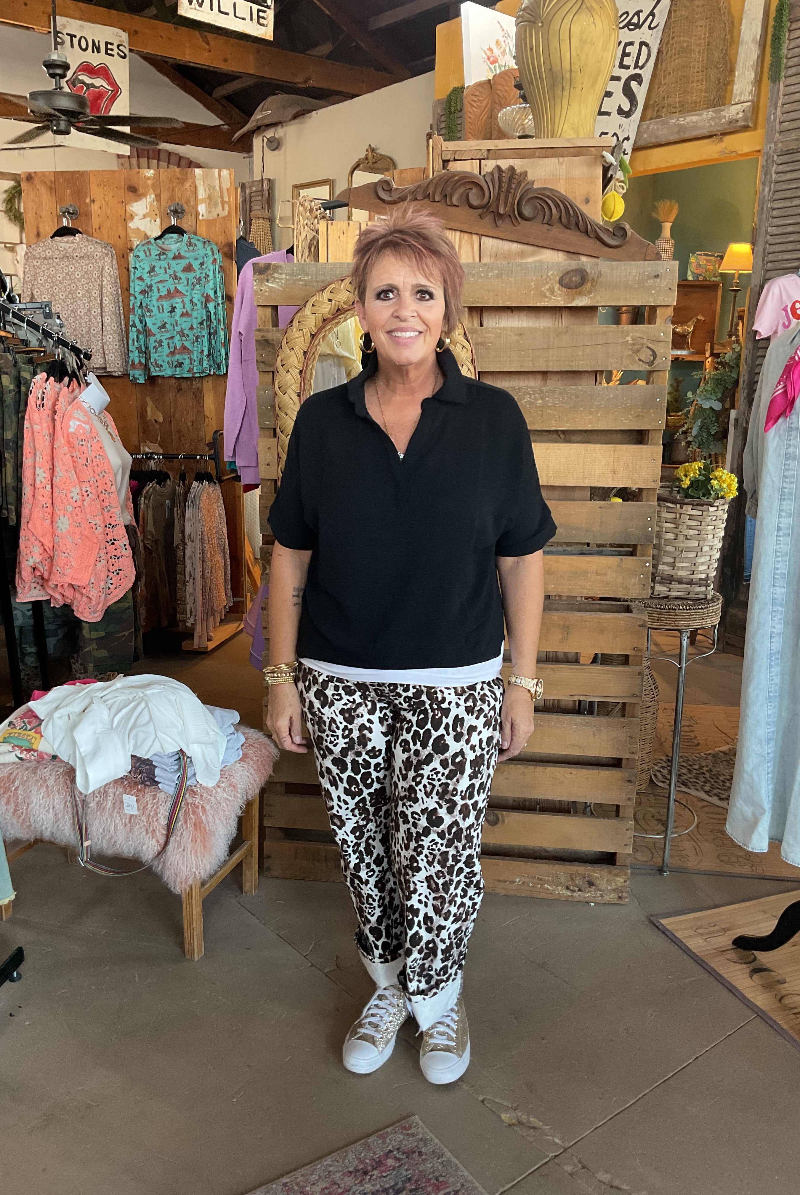 Collared V-Neck Short Sleeve Top-Blouse-Zenana-Stuffology - Where Vintage Meets Modern, A Boutique for Real Women in Crosbyton, TX