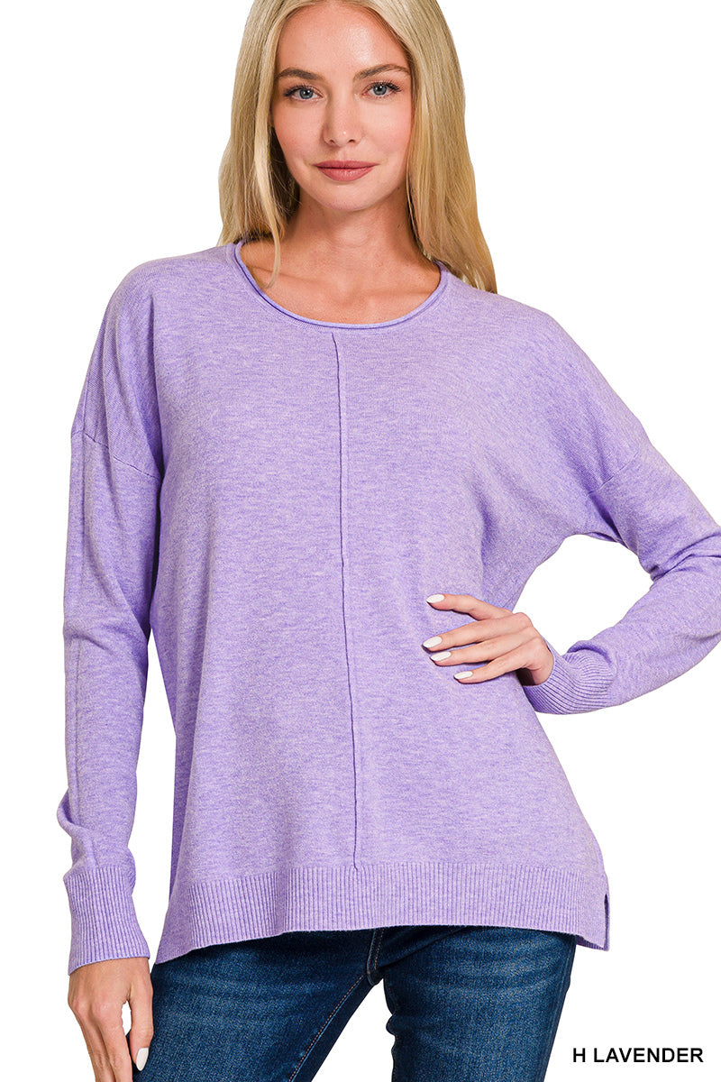 Front Seam Round Neck Sweater-Zenana-Stuffology - Where Vintage Meets Modern, A Boutique for Real Women in Crosbyton, TX