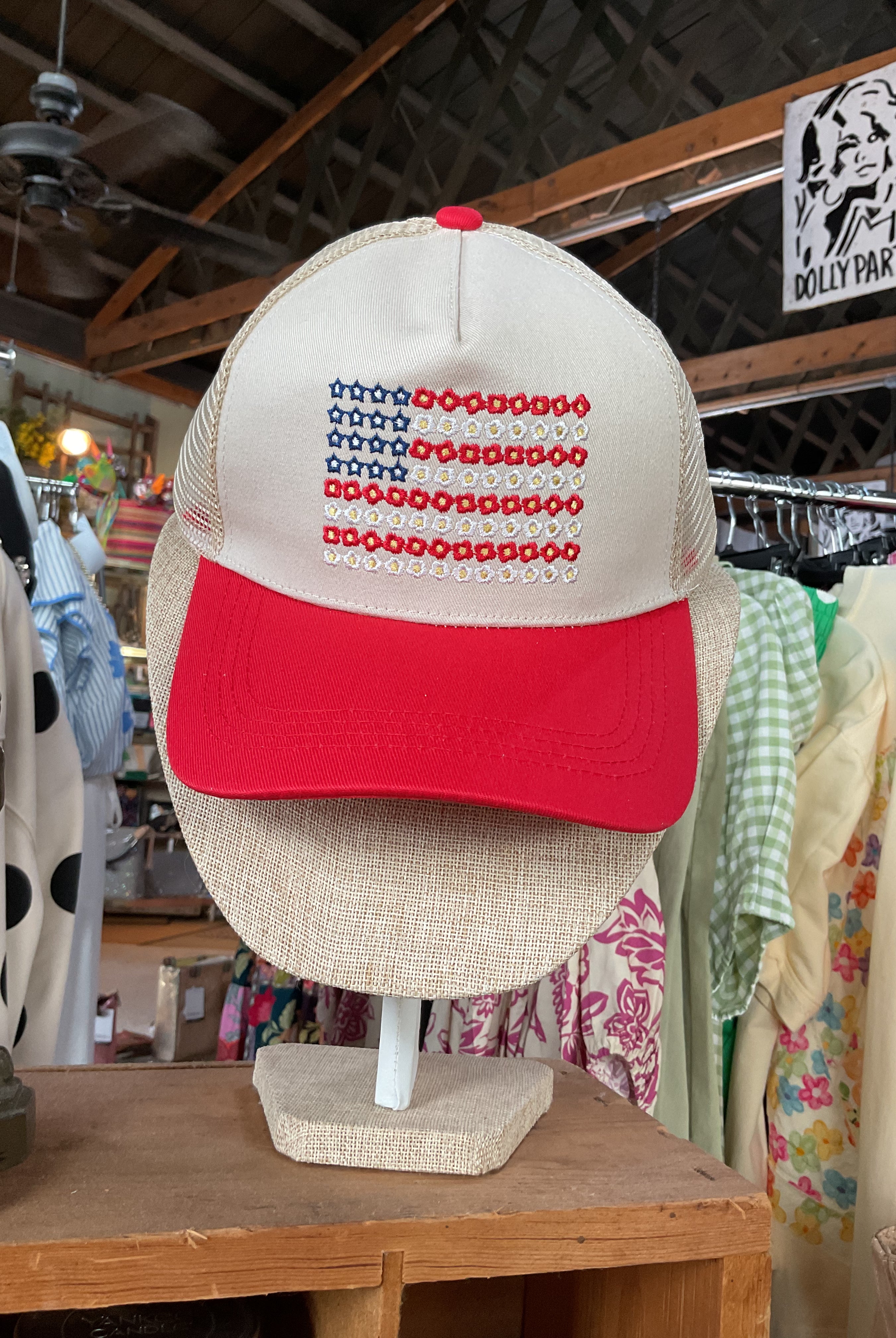 Hat - American Flag Embroidered-Trucker Hat-Zenana-Stuffology - Where Vintage Meets Modern, A Boutique for Real Women in Crosbyton, TX