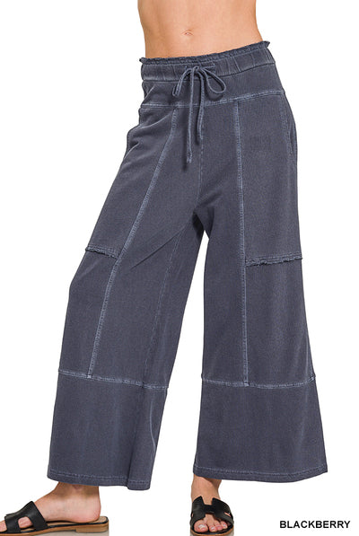 French Terry Wide Leg Pants with Exposed Seams-Pants-Zenana-Stuffology - Where Vintage Meets Modern, A Boutique for Real Women in Crosbyton, TX