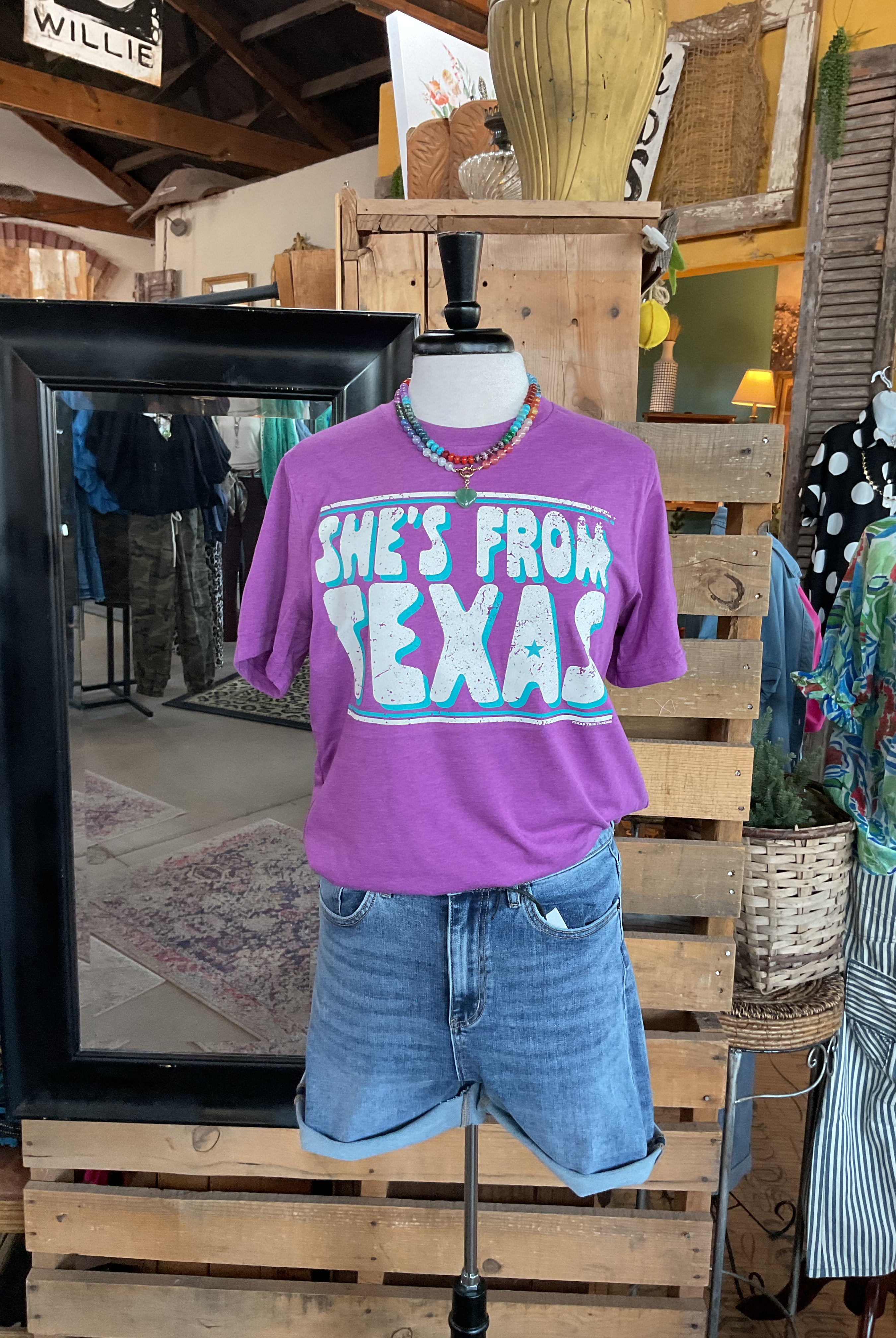 She's From Texas Graphic Tee-Graphic Tees-Texas True Threads-Stuffology - Where Vintage Meets Modern, A Boutique for Real Women in Crosbyton, TX